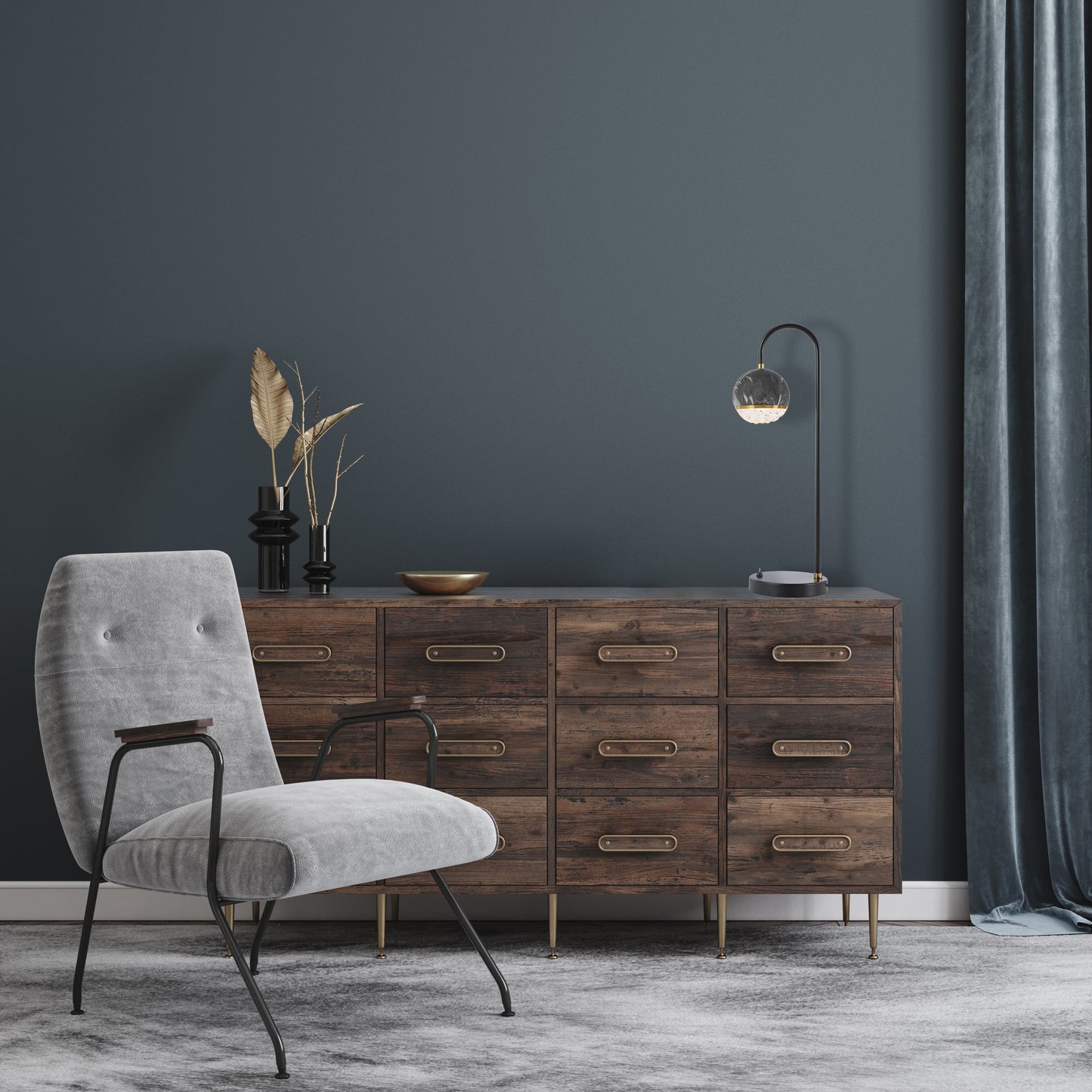 Bellawood TFS TABLE LAMP 6wG9 D:xxx H:155 BLACK MATT/BLACK MARBLE LOOK
