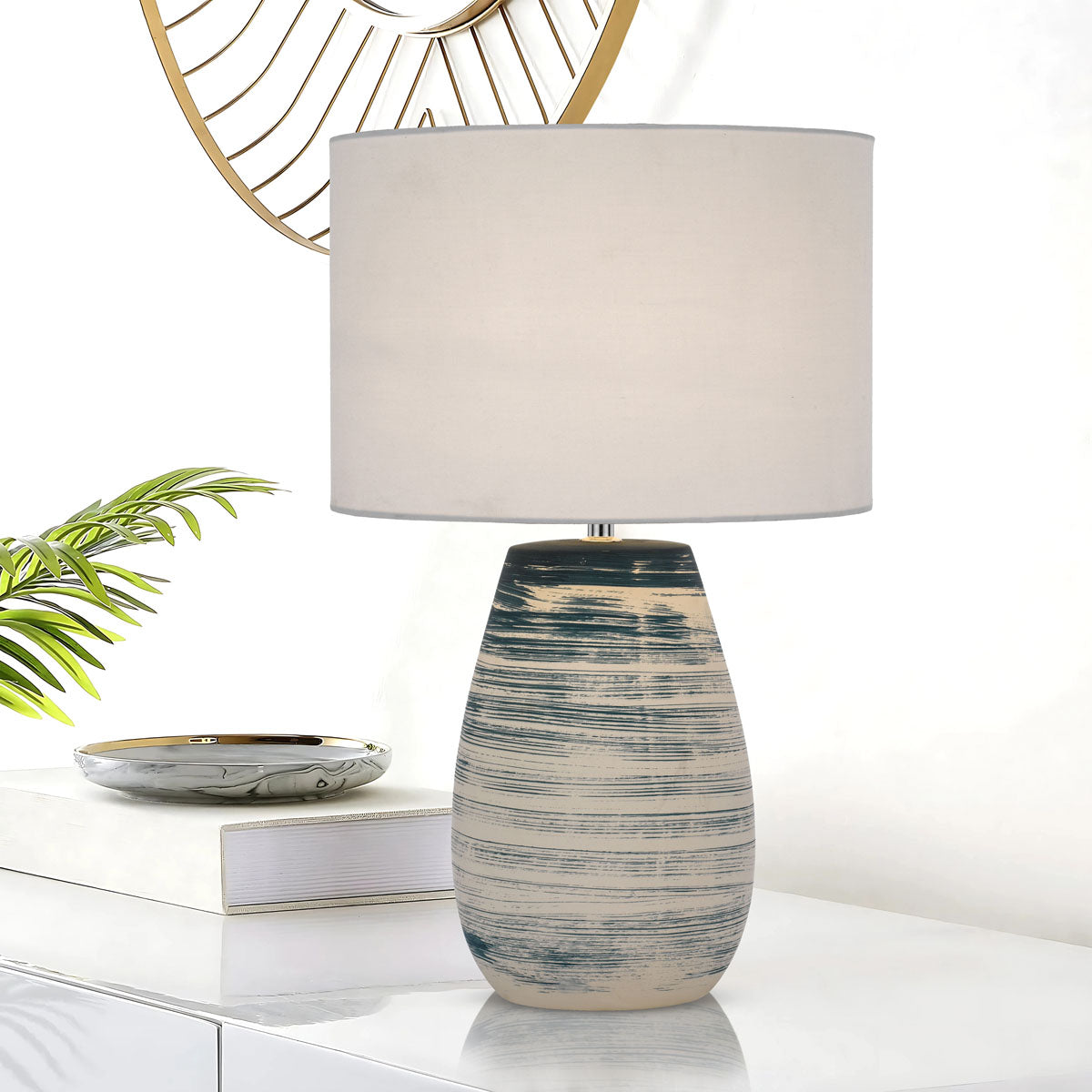 TFS CERAMIC TABLE LAMP 25wE27max D:300 H:490 BLUE / WHITE
