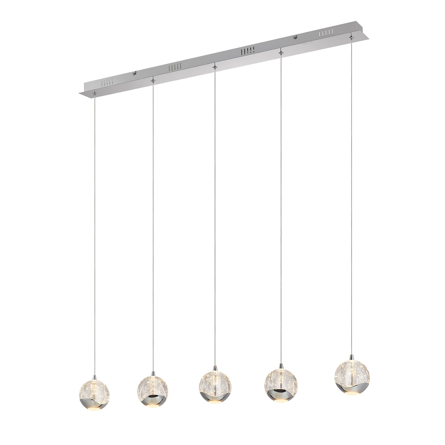 Zanoshade TFS 5 LTS BAR PENDANT 5x5wLED 3000K 1540Lm cab2M L960 W90 CHROME/BUBBLE GLASS