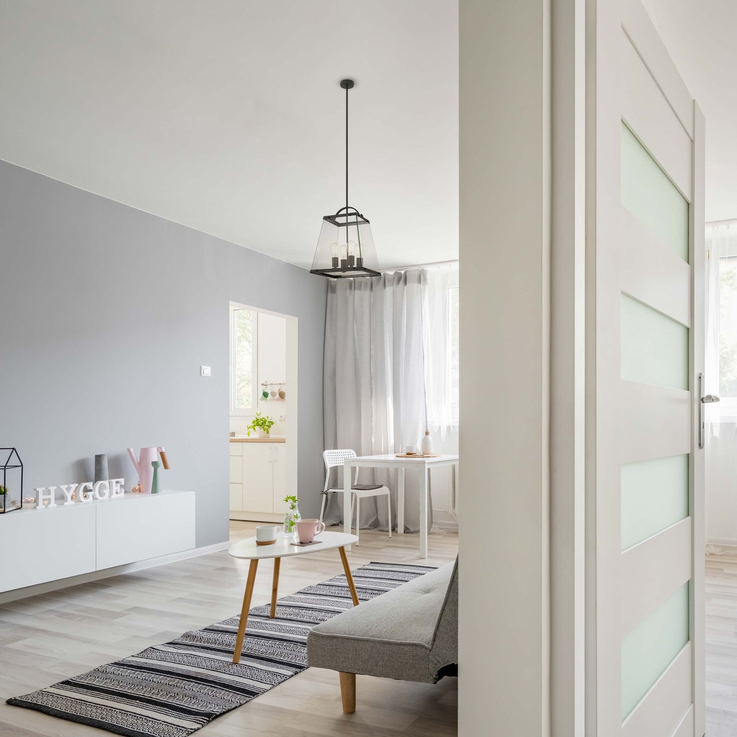 TFS 4 LIGHT SOLID BRASS PENDANT 4x25wE27max L:350H:450 BLACK / CLEAR