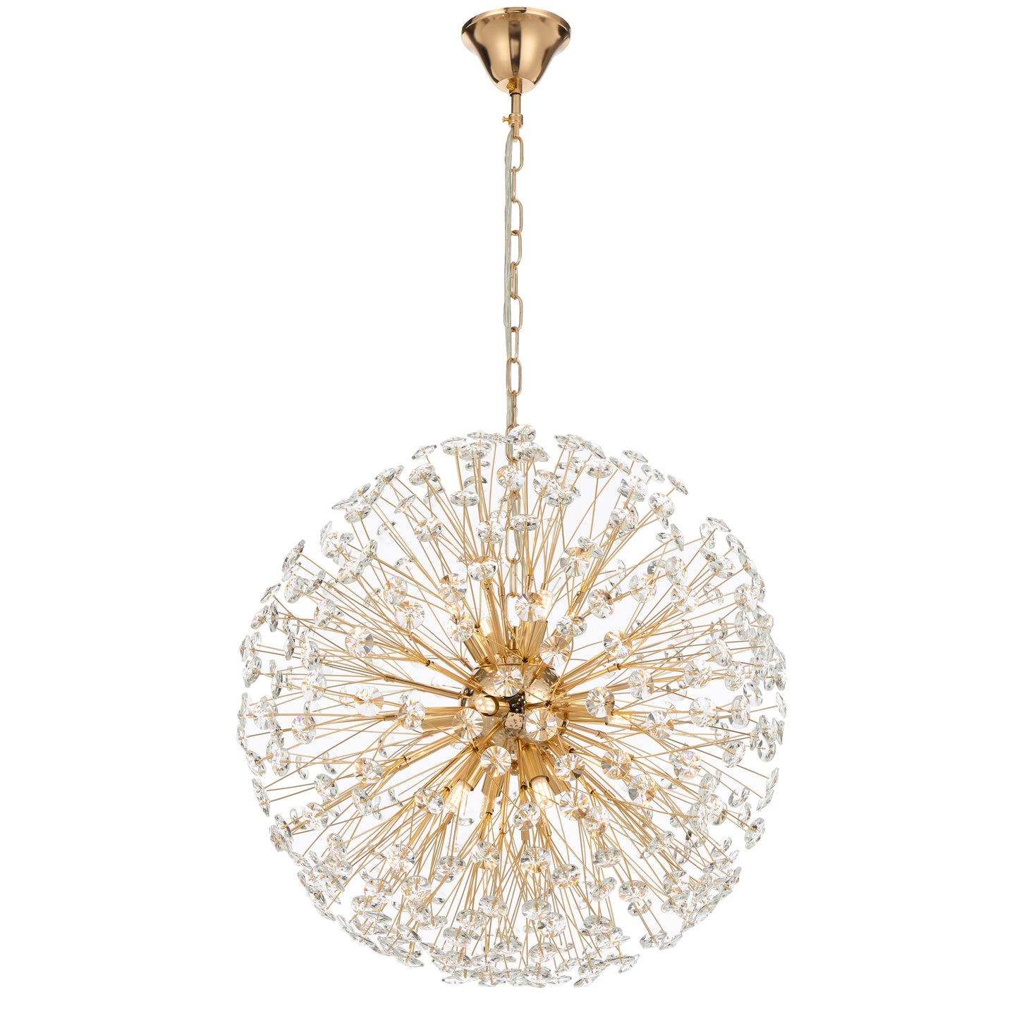 Zaragoza TFS 12LT PENDANT 12x6wG9max D:600 CHAIN 2M CRYSTAL H: 240 GOLD / CLEAR