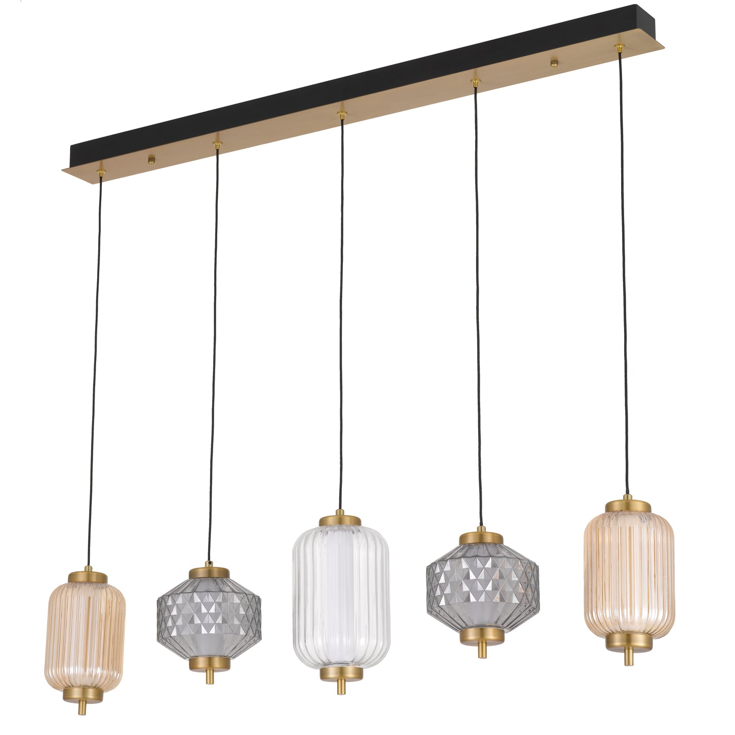 Lecce TFS PENDANT 5LT BAR 22wLED 3000K NONDIM D115 D150 D135 2M 678Lm BRASS/AMBER SMOKE CLEAR