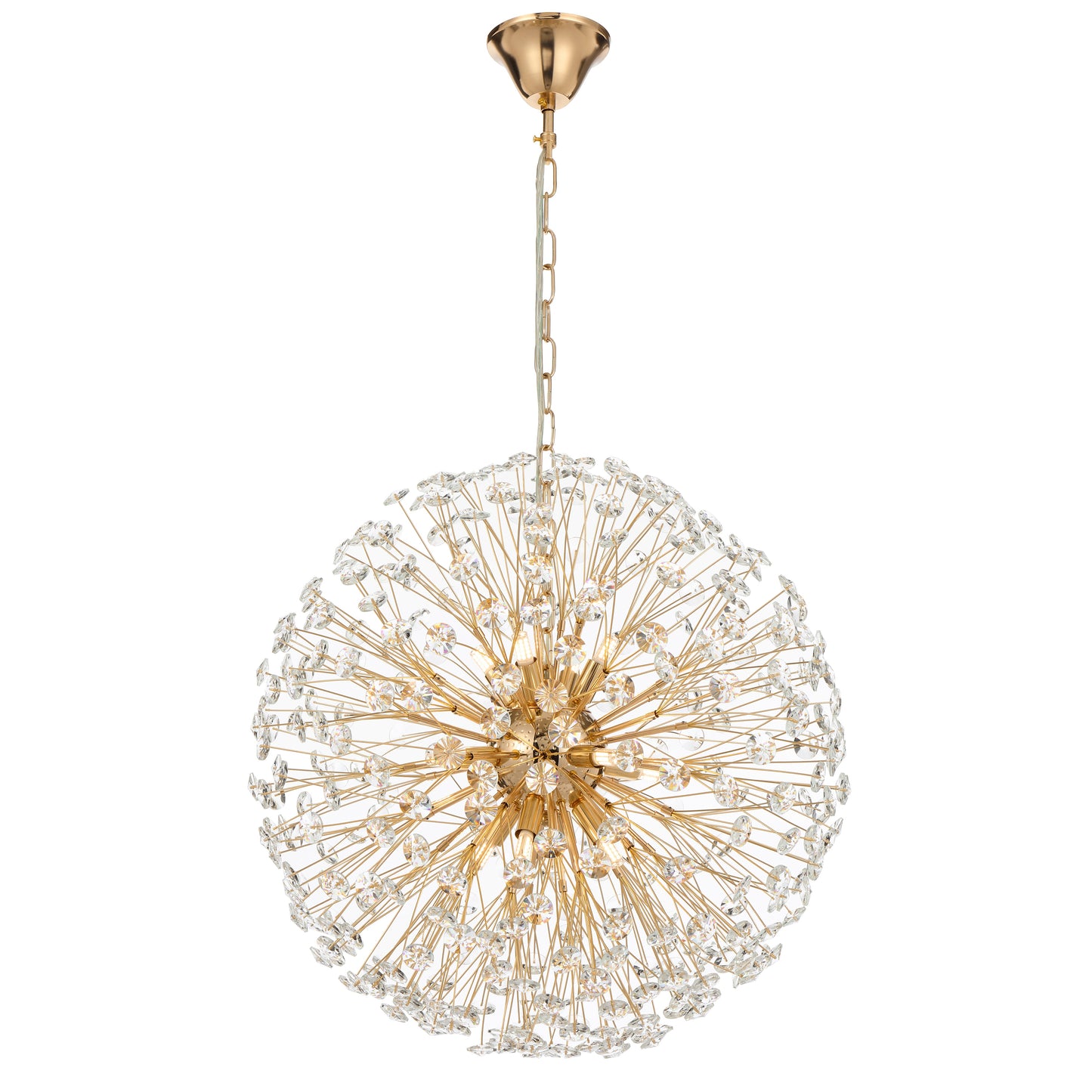 Zaragoza TFS 12LT PENDANT 12x6wG9max D:600 CHAIN 2M CRYSTAL H: 240 GOLD / CLEAR