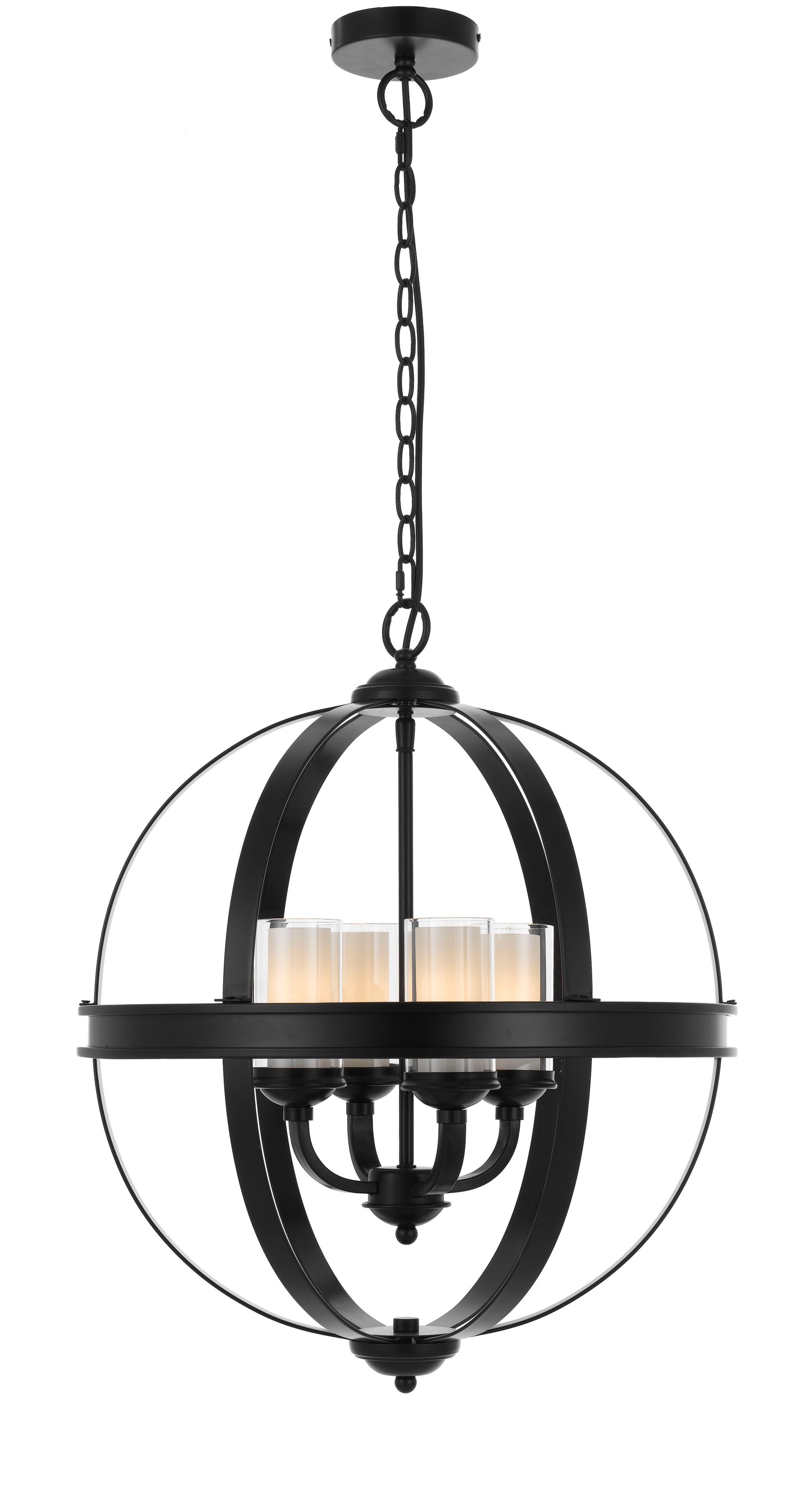 TFS PENDANT 4 x 25wE14 D:520 H:640 C:2M CLR NICKEL MATT/CLEAR&OPAL GLASS