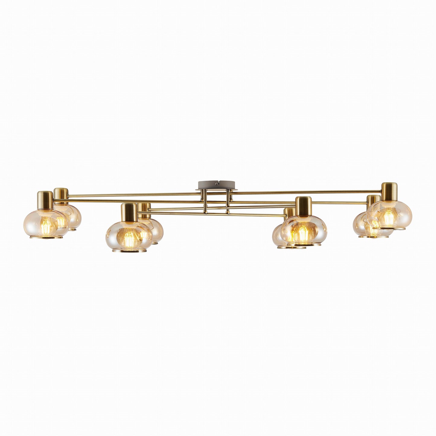 TFS 8 LT CTC 8x25wE27max L:1200 W:540 H:210 ANTIQUE BRASS/ AMBER GLASS