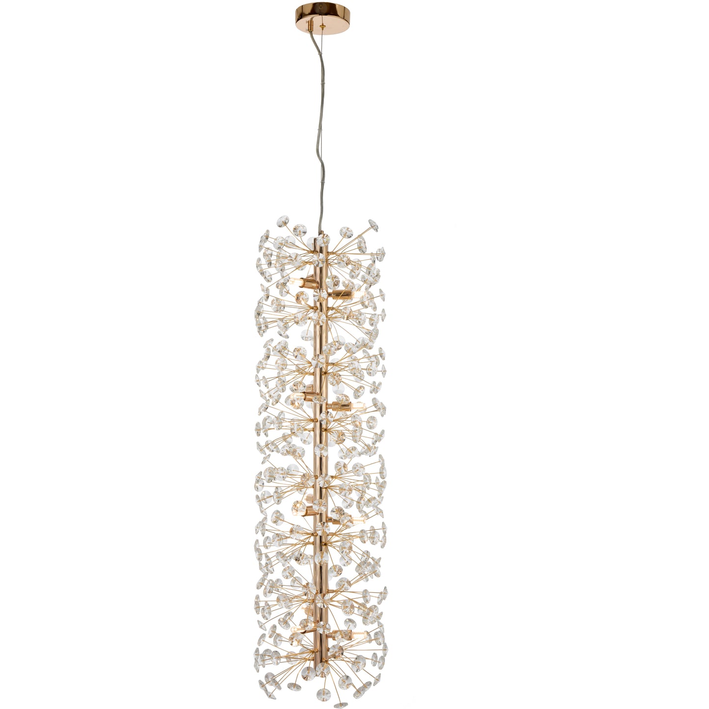 TFS 12LT VERTICAL PENDANT 12x6wG9max D300 H970 CAB.2M CRYSTAL H130 GOLD / CLEAR