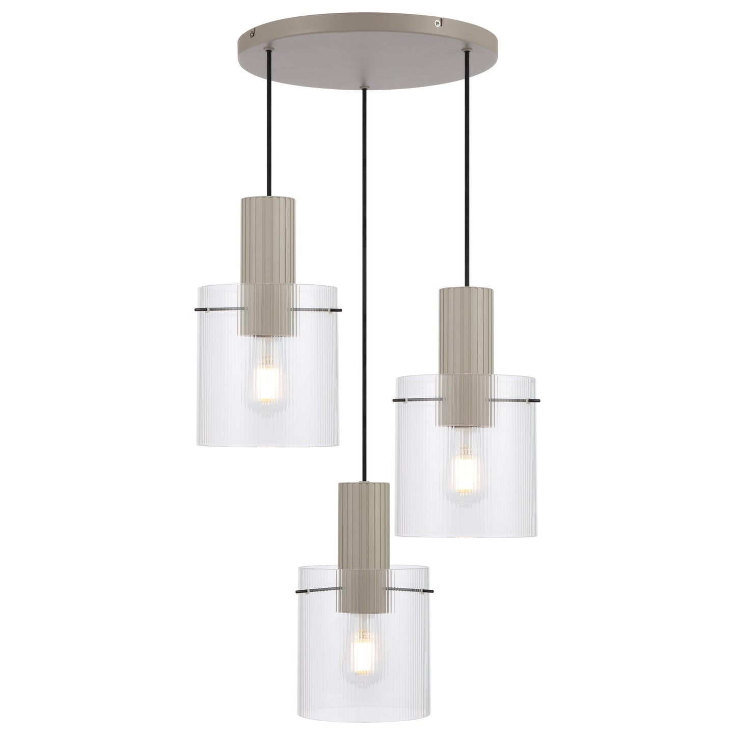 TFS 3LT PENDANT 3x25wE27max L:560 W:440 H:22 cab 2m GREY / CLEAR