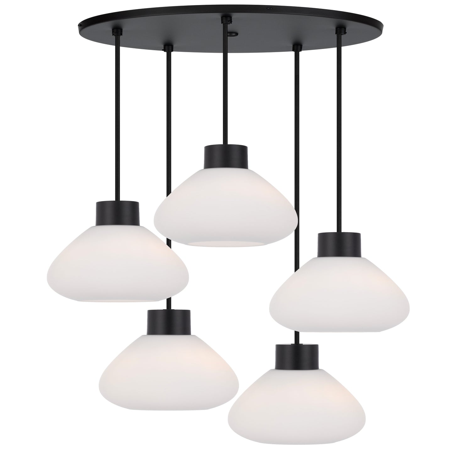 Perugia TFS 5 LIGHT PENDANT 5x25wE27max D:160 H:210 TEX:2m BLACK MATT/OPAL MATT