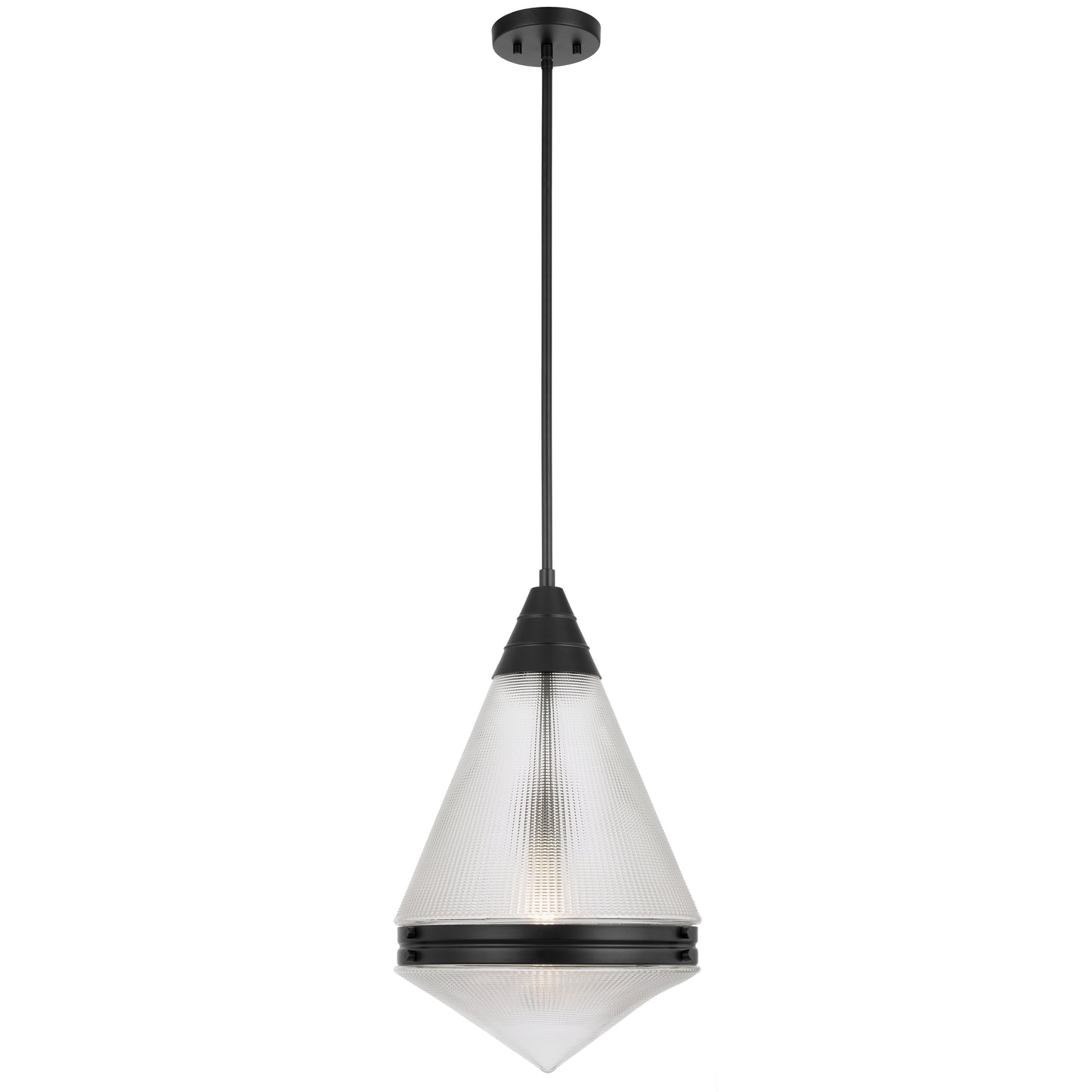 TFS 1LT PENDANT 25wE27max D:350 H:560 ROD 1.5m BLACK MATT/ CLEAR