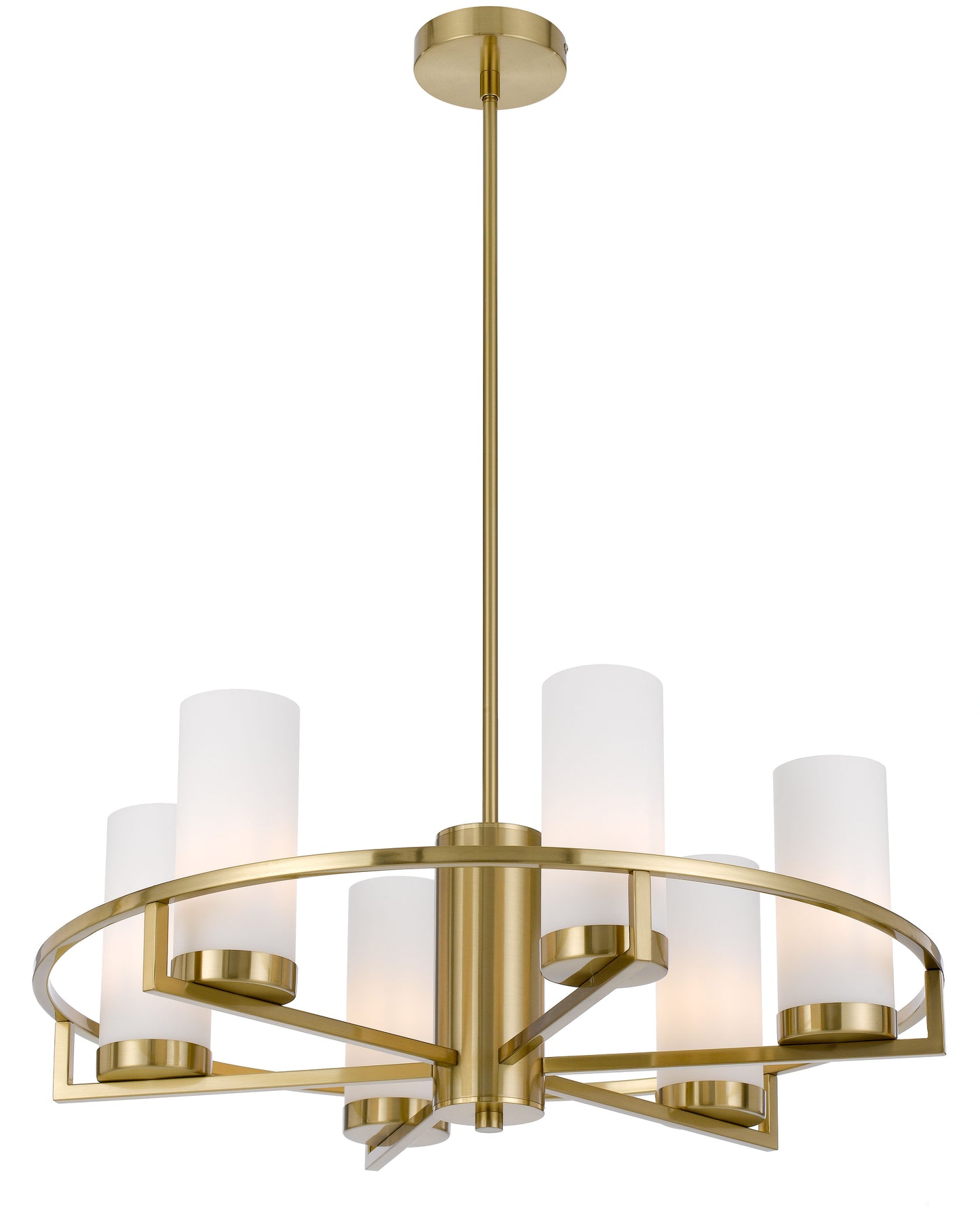 TFS 6LTS PENDANT 6x25wE14max D650 H242 GLASS:80 BRASS / OPAL MATT ROD:1.5m