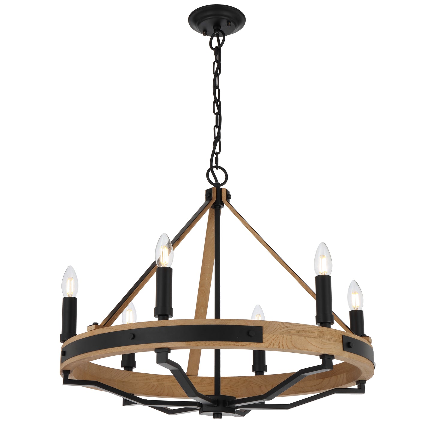 Varna TFS 6 LTS PENDANT 6*25wE14 D:660 H:560 2m CHAIN BLACK MATT / ASHTREE WOOD