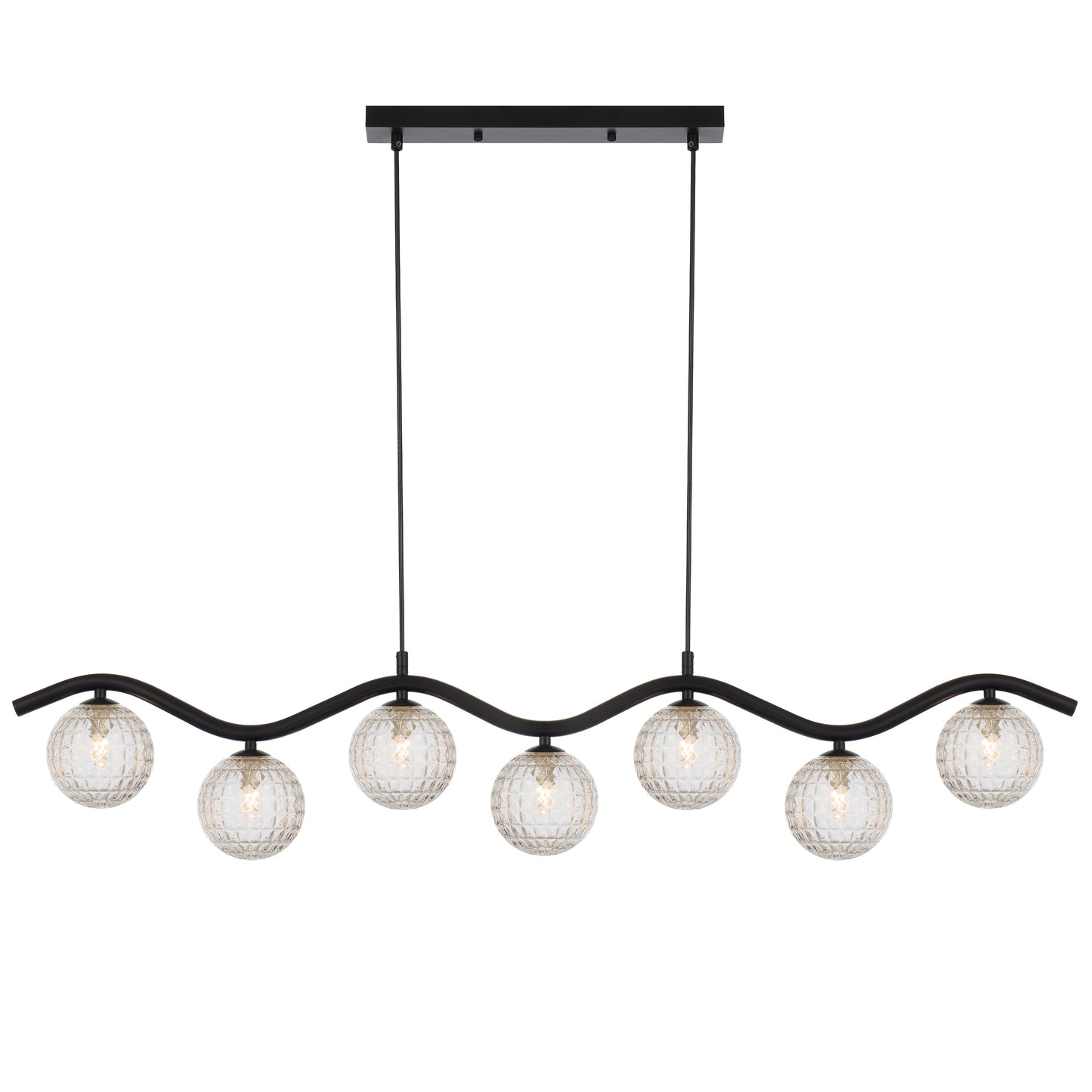 Lumolux TFS 7LT PENDANT 7x6wG9max KIT L1150 W120 H200 CAB2m BLACK / CLEAR PRISM PATTERN