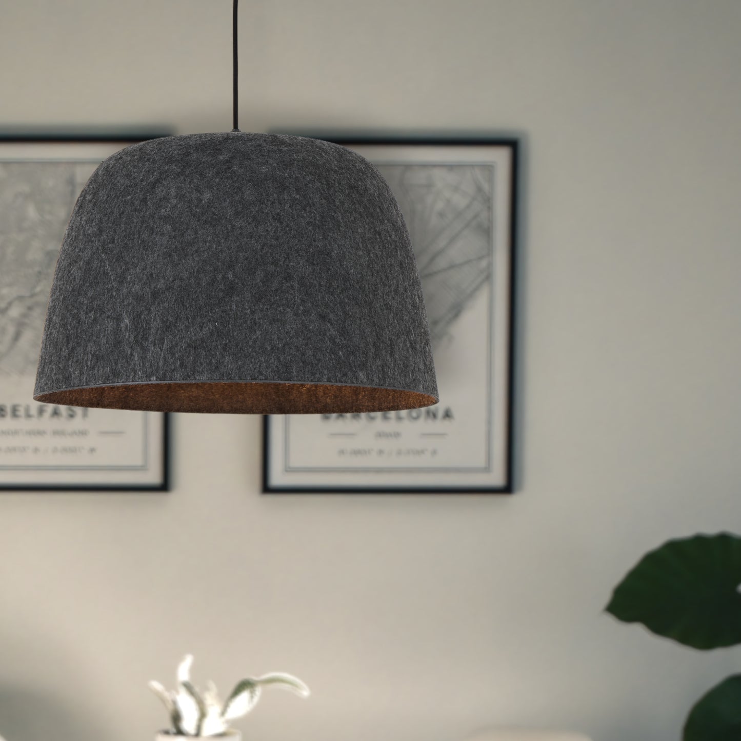 TFS FELT PENDANT 25wE27max D430 H270 cab 2m BLACK FELT