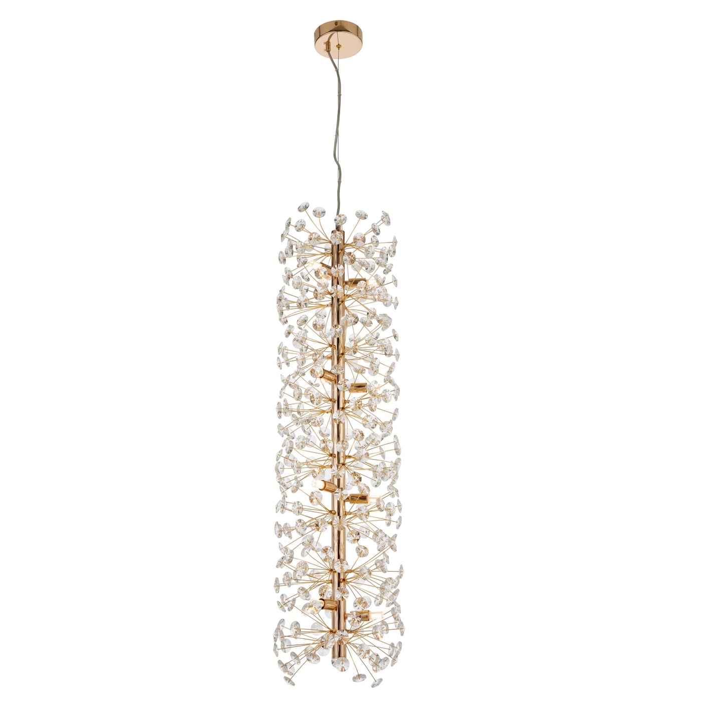 TFS 12LT VERTICAL PENDANT 12x6wG9max D300 H970 CAB.2M CRYSTAL H130 GOLD / CLEAR