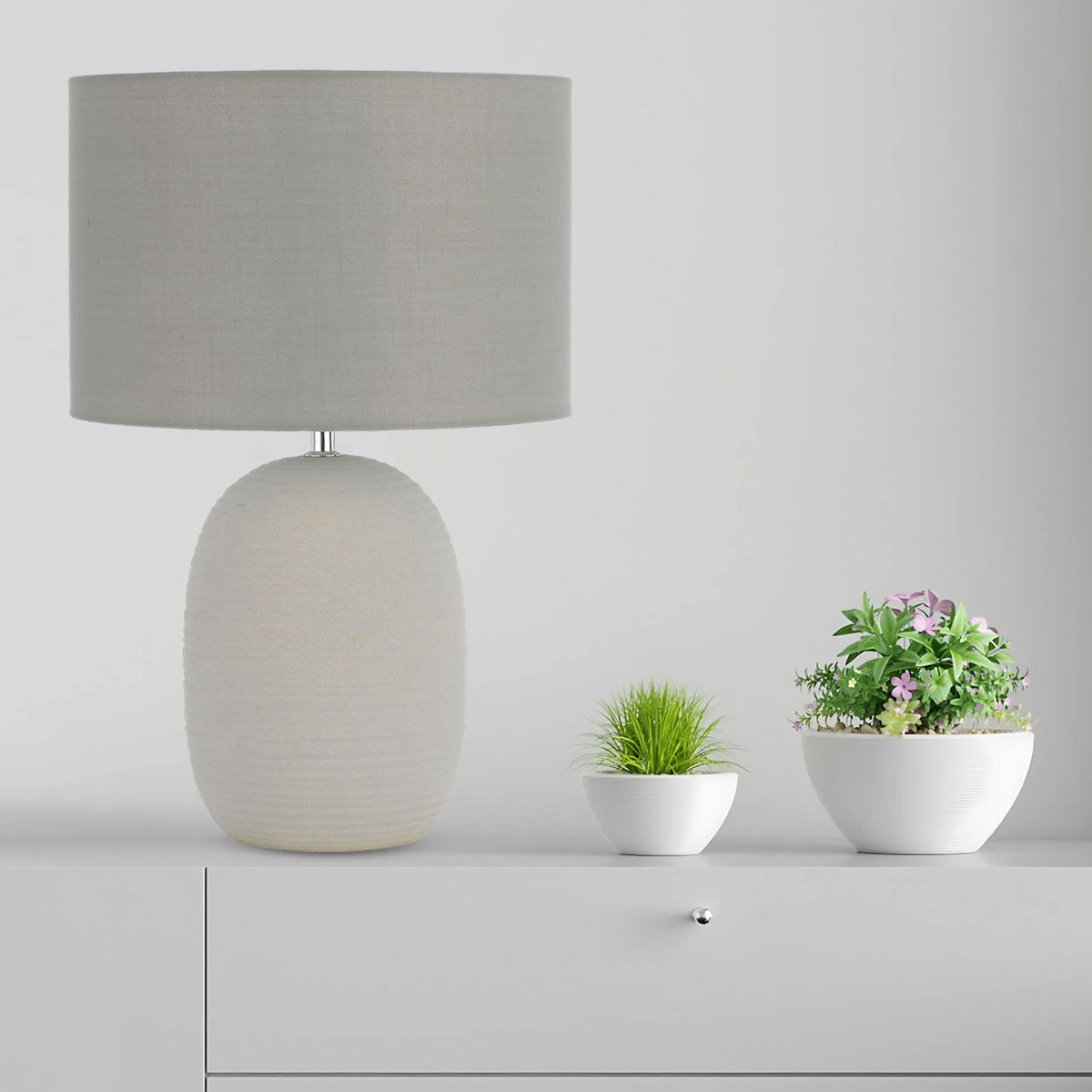 TFS CERAMIC TABLE LAMP 25wE27max D:300 H:455 GREY / GREY