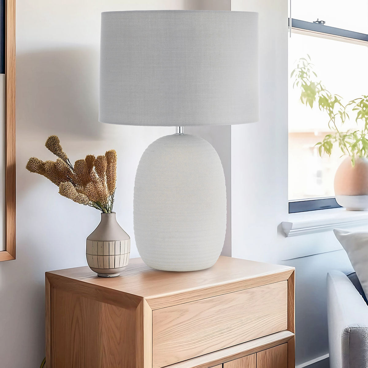TFS CERAMIC TABLE LAMP 25wE27max D:300 H:455 GREY / GREY