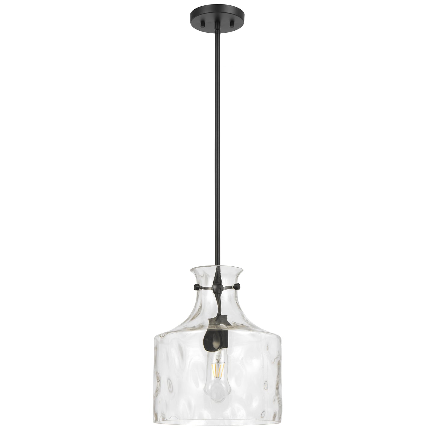 Altowood TFS 1LT PENDANT 25wE27max D:280 H:330 ROD 1.5m BLACK MATT/ CLEAR WATER STREAK