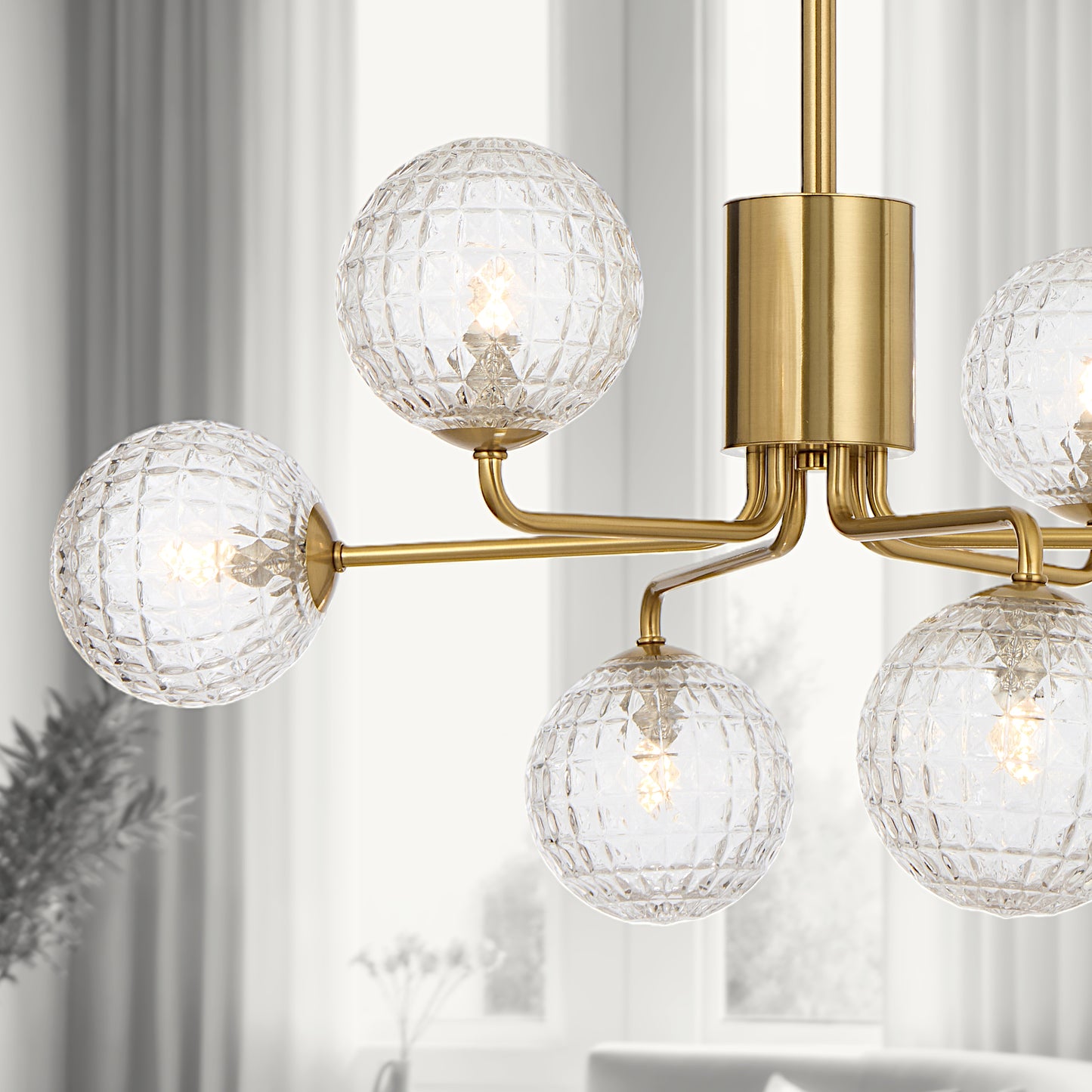TFS 6LT PENDANT 6x6wG9max KIT D650 H295 ROD:2*600+1*300 ANT GOLD/ CLEAR PRISM PATTERN