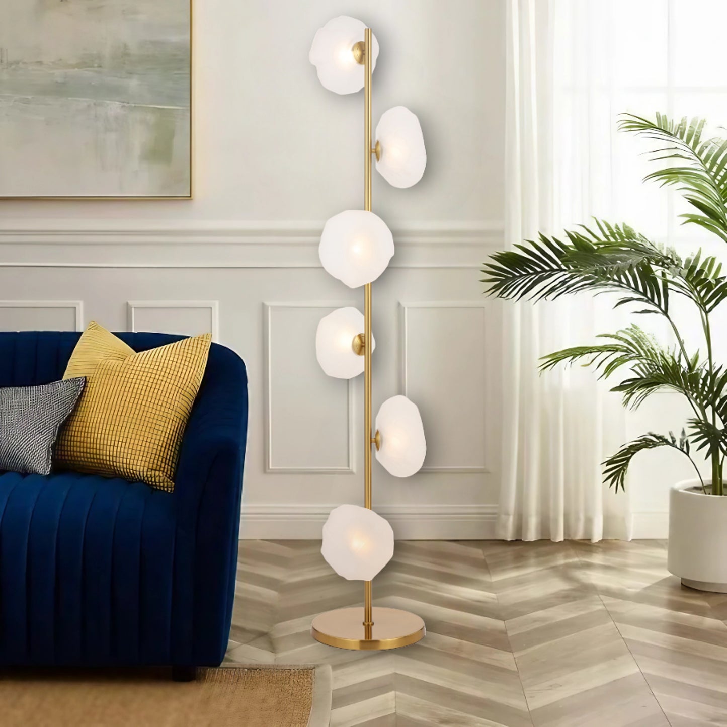 Lille TFS FLOOR LAMP 6 LTS 6x6wG9max H1600 GLASS D200 ANT GOLD / FROST GLASS