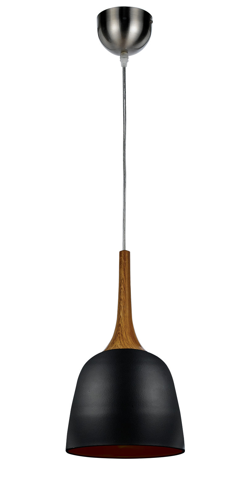 TFS 20 PENDANT 25w E27max D:200 H:360 BLACK with OAK PAINTED