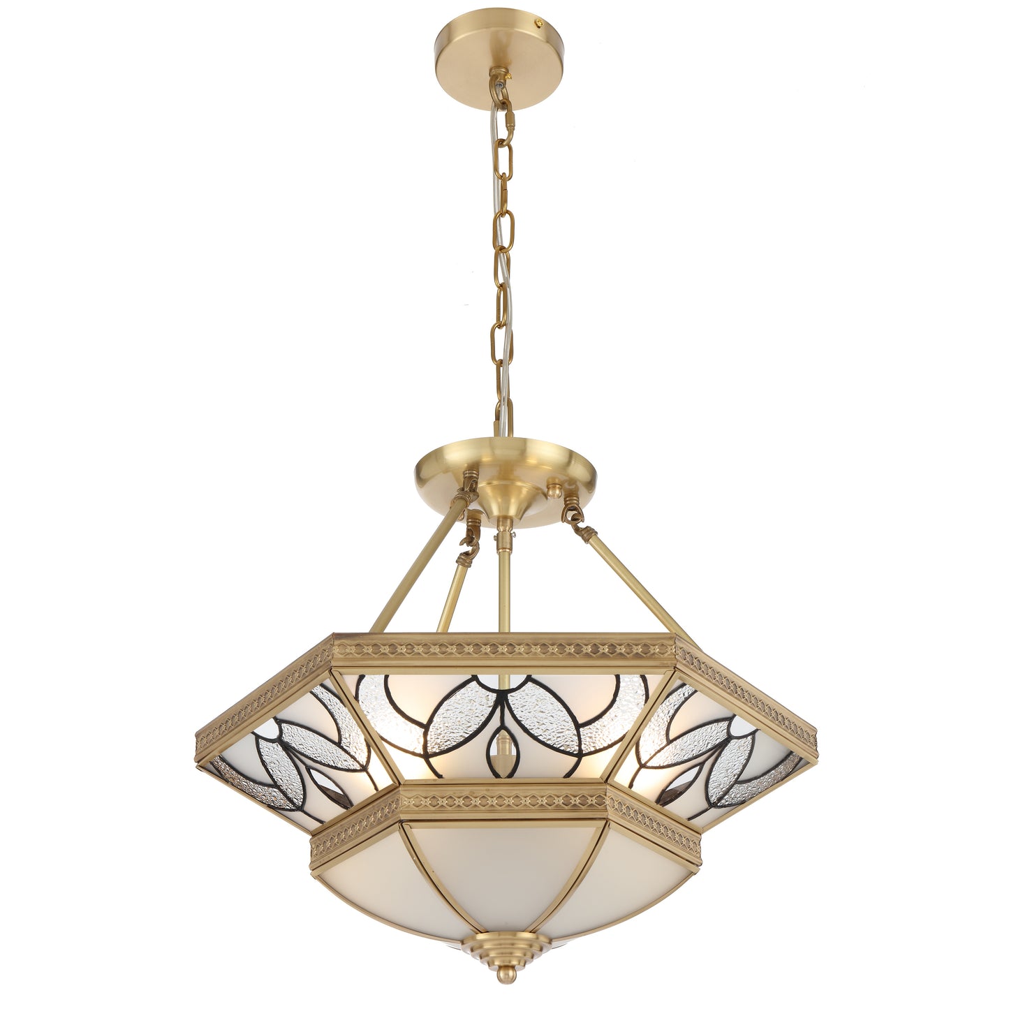 Vitawood TFS PE CTC 4x25wE27max D:500 H:208 chain:2M BRASS/FROST GLASS