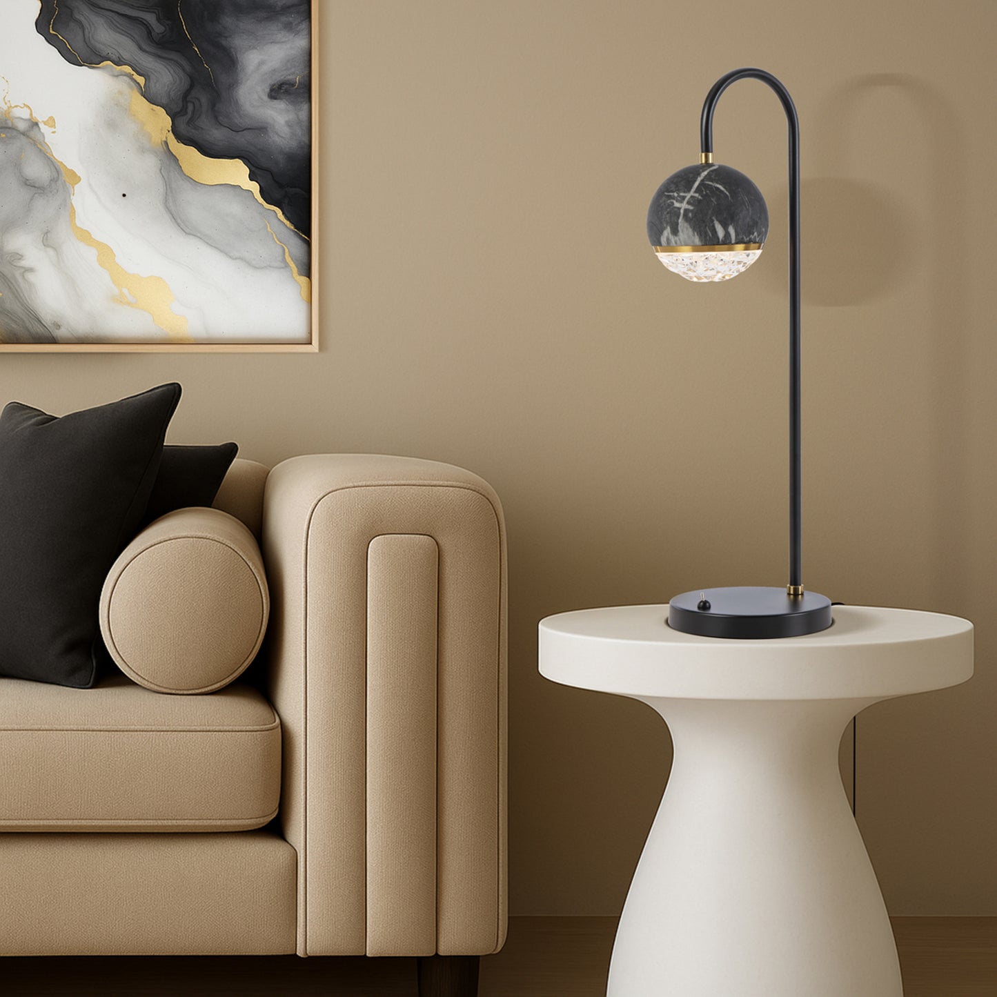 Bellawood TFS TABLE LAMP 6wG9 D:xxx H:155 BLACK MATT/BLACK MARBLE LOOK