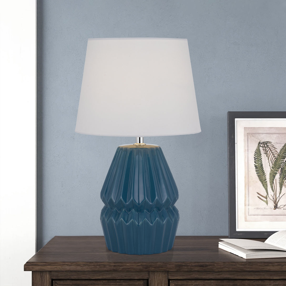 TFS CERAMIC TABLE LAMP 25wE27max H:385 D:230 BLUE/WHITE