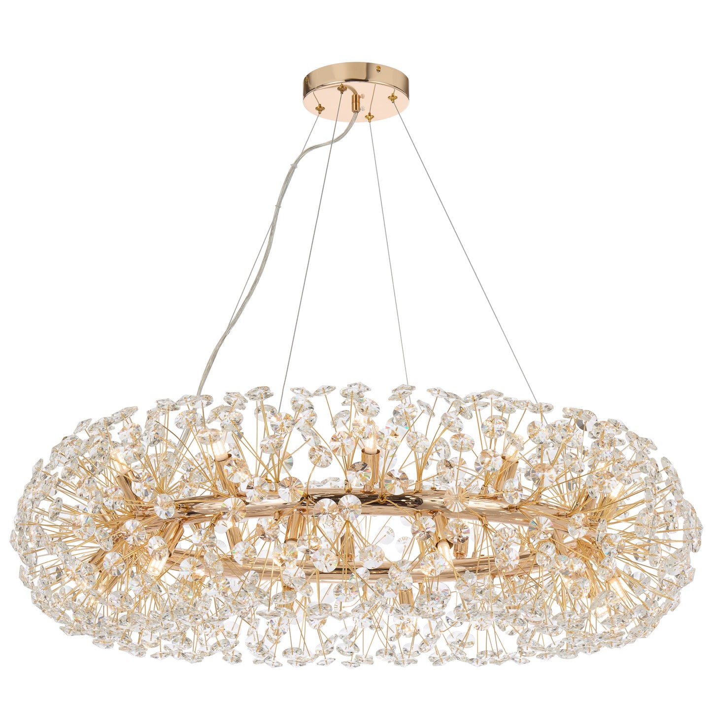 TFS 24LT PENDANT 24x6wG9max D:900 H:350 CRYS H130 CAB 2M GOLD / CLEAR