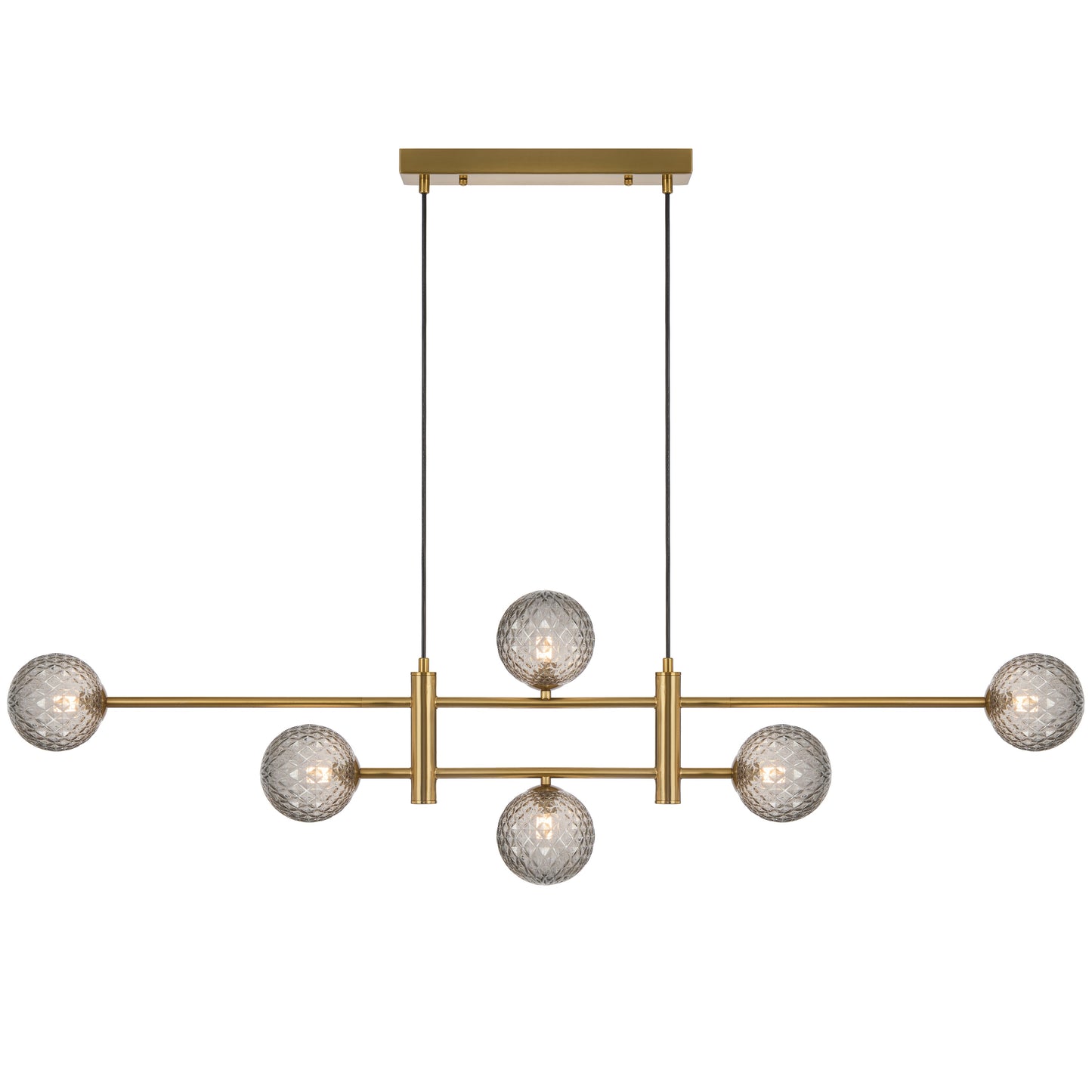 Varese TFS 6LT PENDANT 6x6wG9max KIT L1300 W120 H355 CAB2m ANT GOLD/ SMOKE TEAR PATTERN