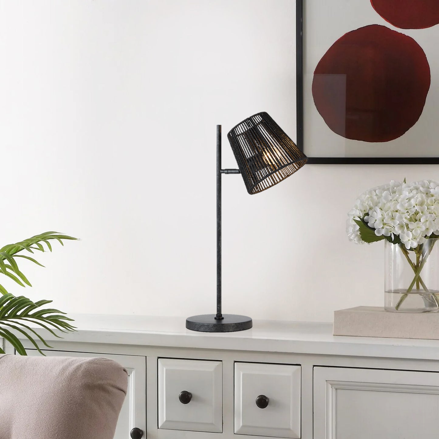 Grosseto TFS TABLE LAMP 25wE27max L330 W180 H545 inline swt GUN METAL / BLACK STRING