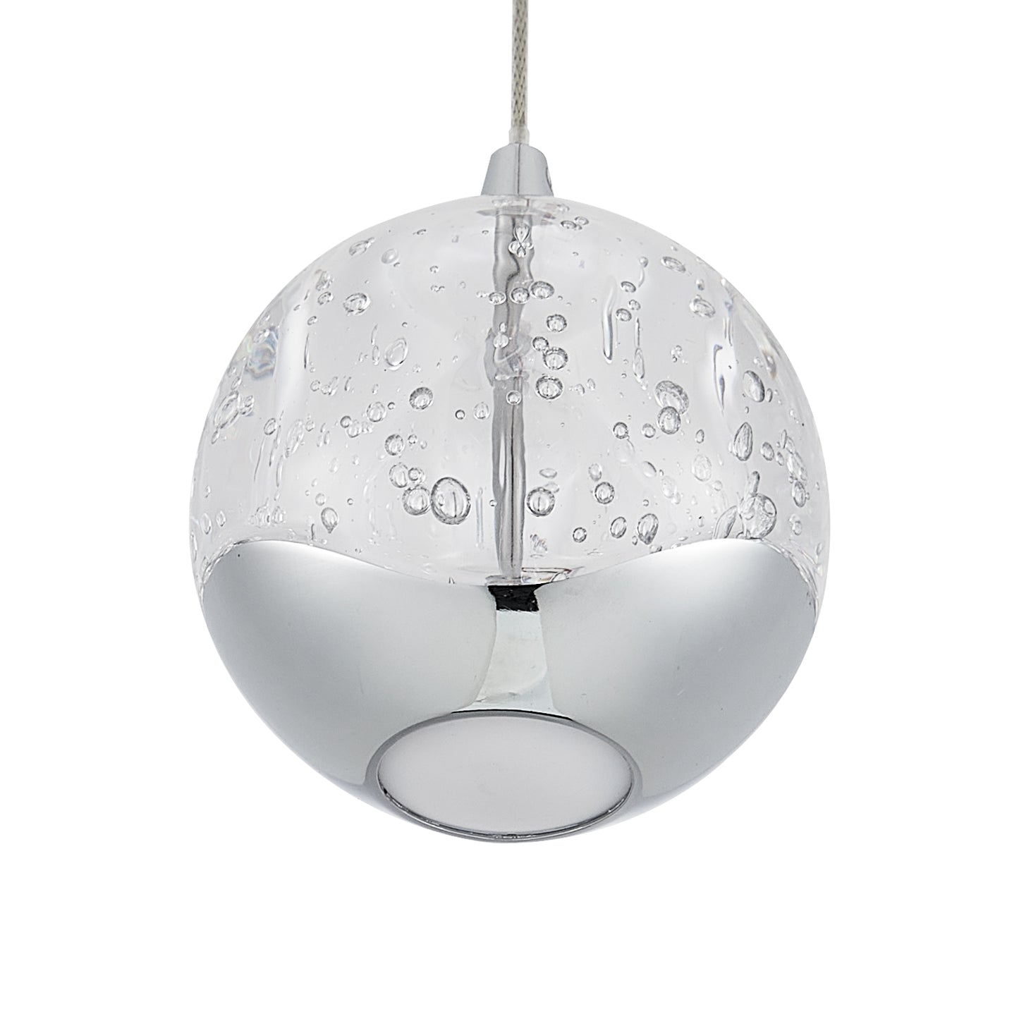 TFS 1 LT PENDANT 5wLED 3000K D:90 H:85 400Lm CAB.2m CHROME/ BUBBLE GLASS