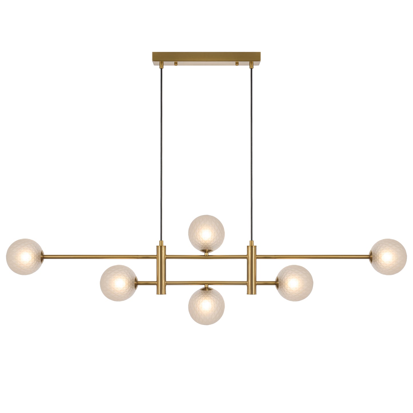 Catania TFS 6LT PENDANT 6x6wG9max KIT L1300 W120 H355 CAB2m ANT GOLD/ FROST TEAR PATTERN