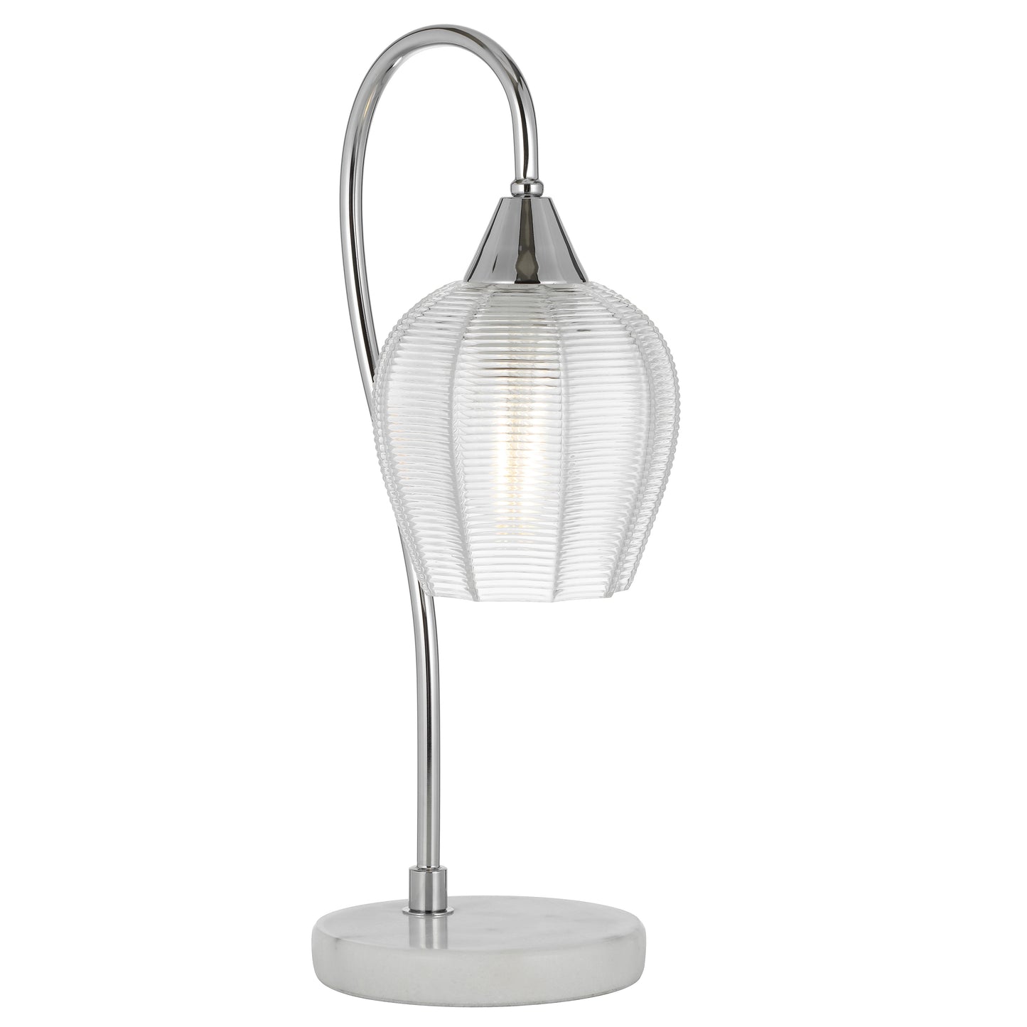 TFS TABLE LAMP 25wE27max L210 W160 H450 line swt WH MARBLE/CHROME/CLEAR