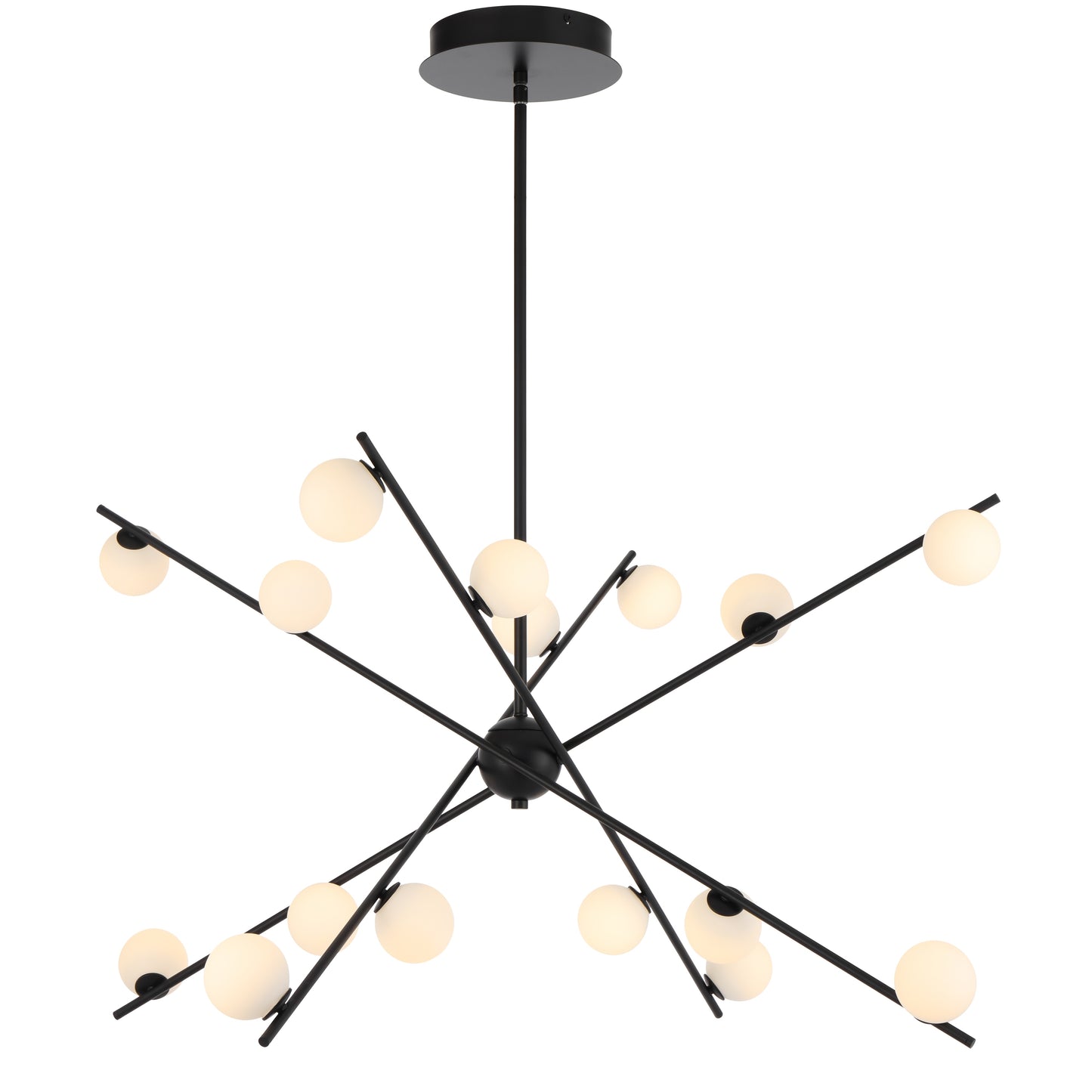 TFS 16 LT PENDANT 16x3wLED D970 H360 TRIAC-DIM ROD 2*600+ 1*300 BLACK / OPAL MATT