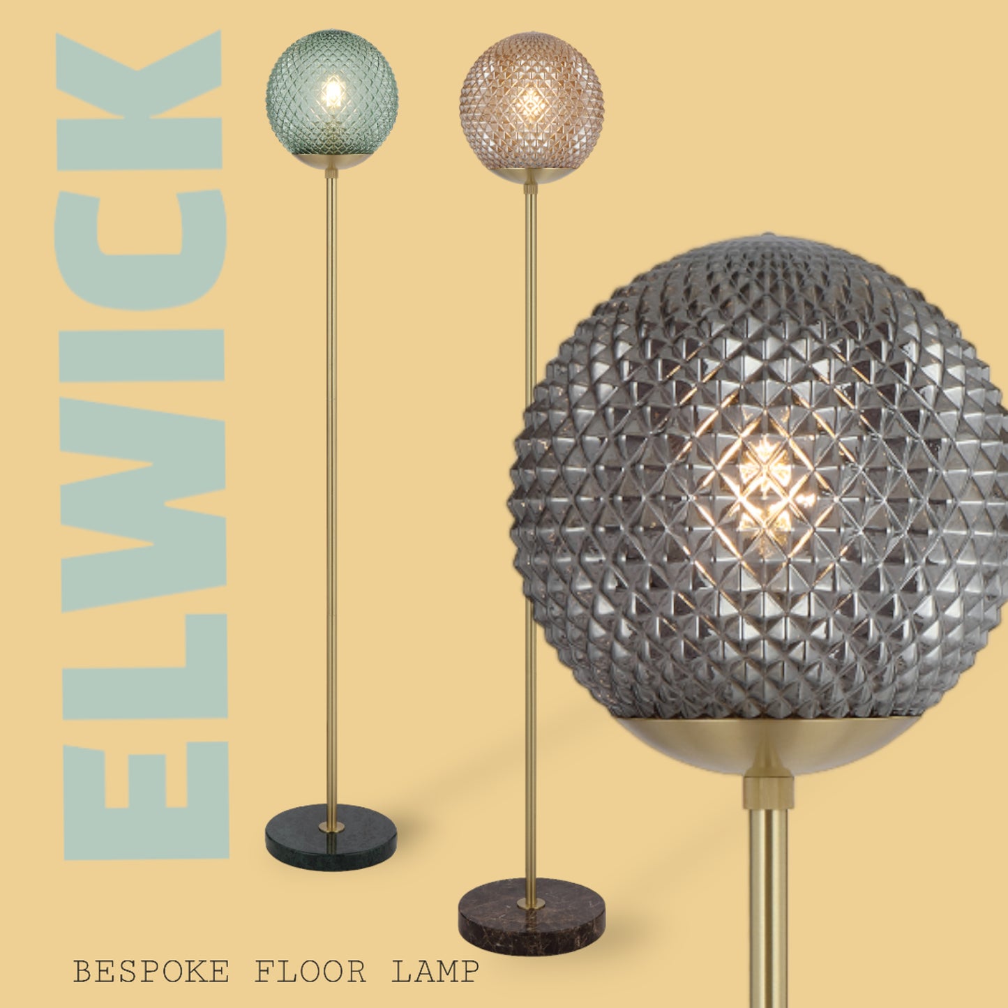 TFS FLOOR LAMP 25wE27max D:250 H:154 foot swtch CHOC MARBLE/AMBER GLASS
