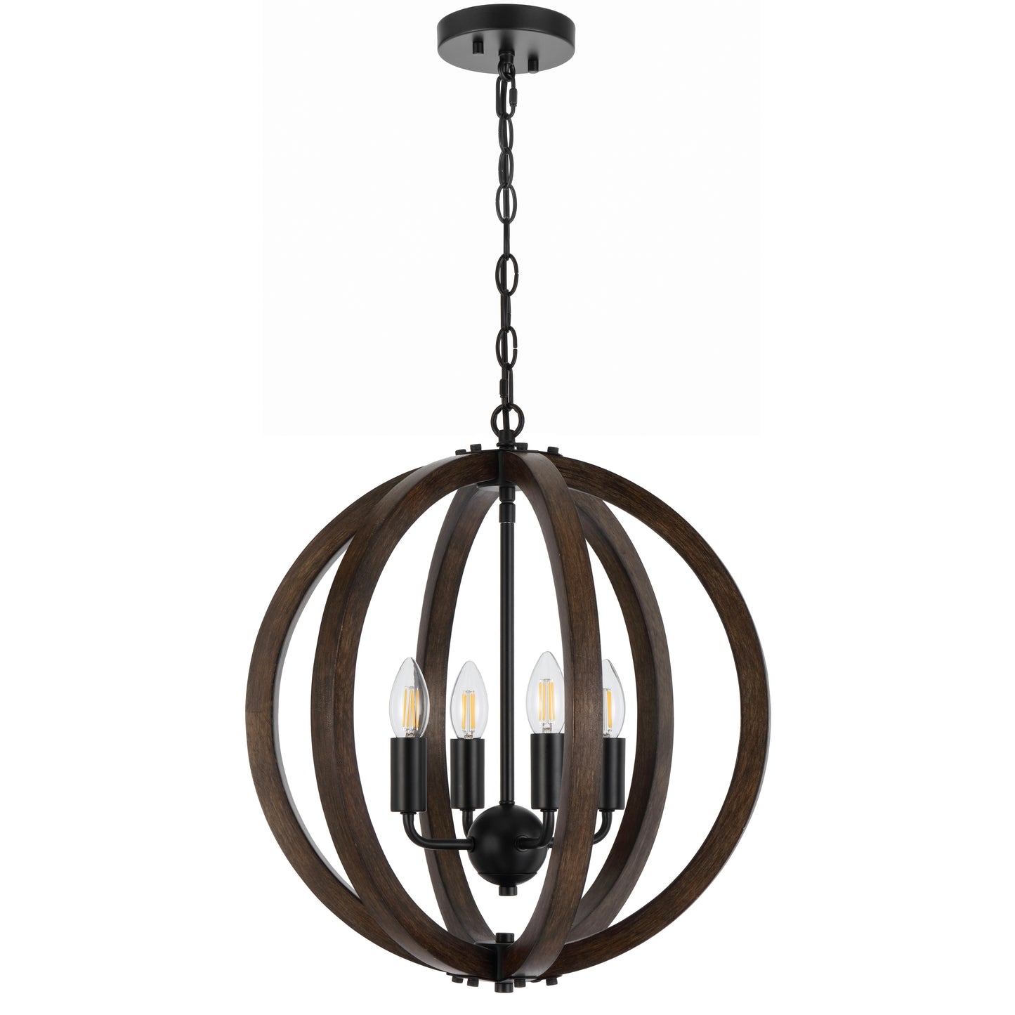 Malaga TFS 4 LT PENDANT 4x25wE14 D450 H510 CHAIN 2M BLACK MATT / TIMBER
