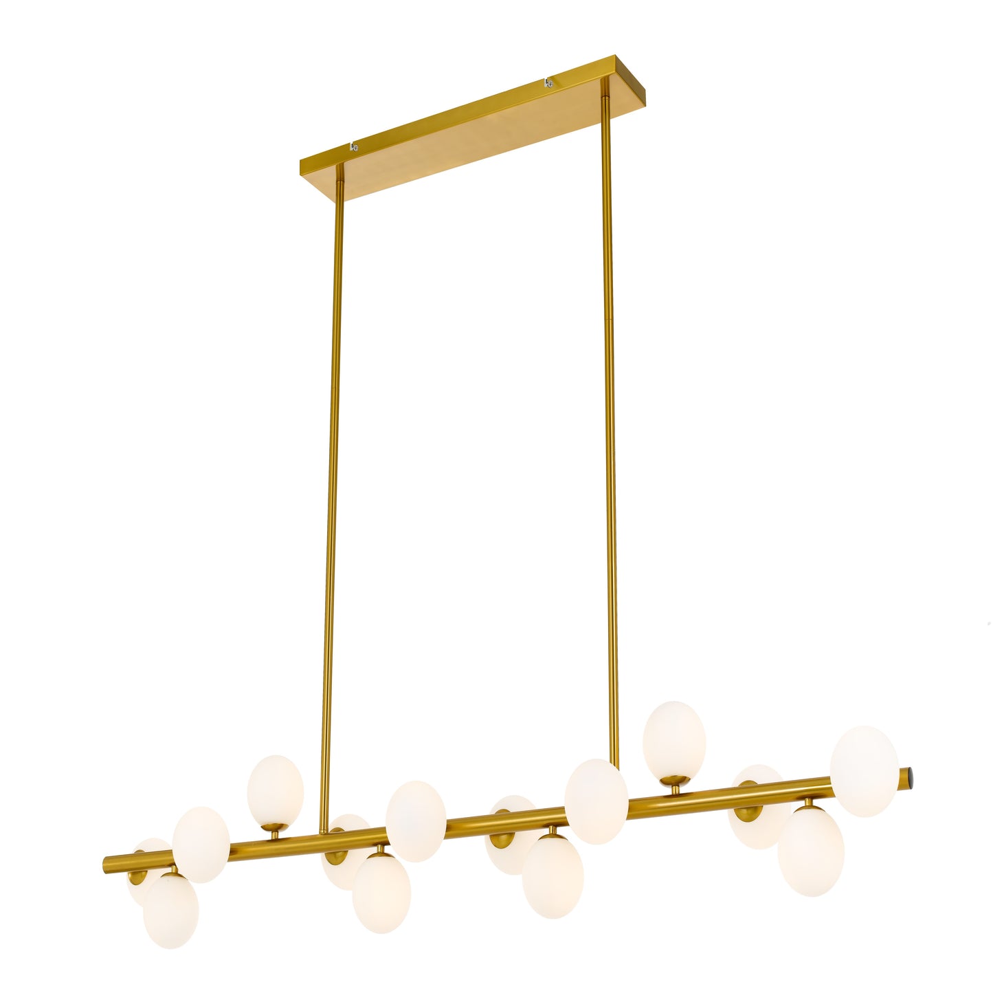 Orlando TFS 14LTS PENDANT 14x6wG9max L1500W:245H:245 ROD:2x6001x300 ANT GOLD FRAME/OPAL MATT GLASS
