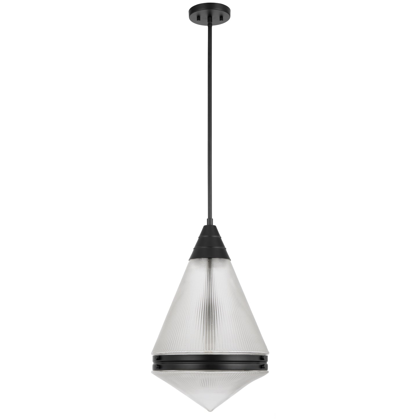 TFS 1LT PENDANT 25wE27max D:350 H:560 ROD 1.5m BLACK MATT/ CLEAR