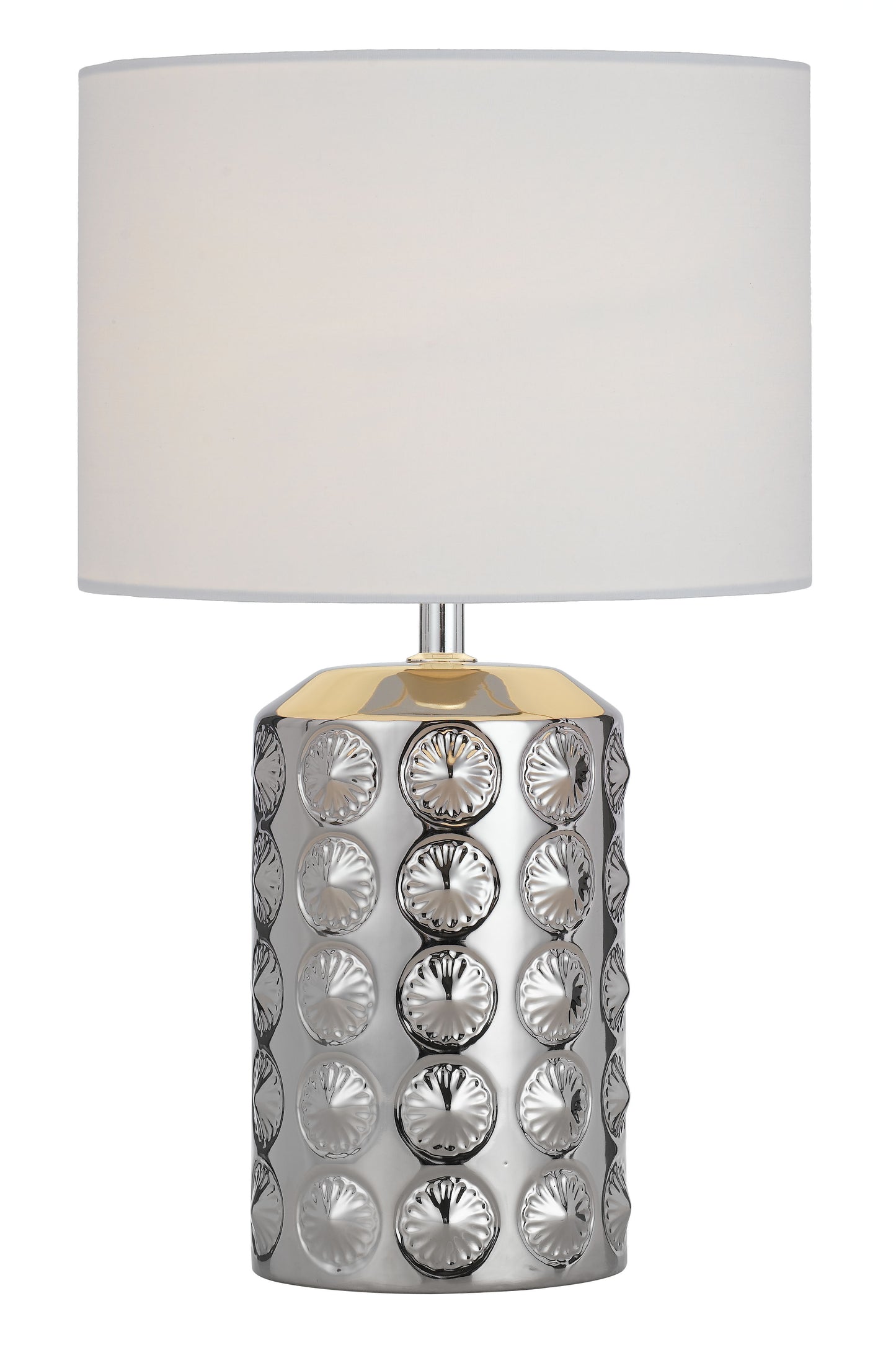 TFS CERAMIC TABLE LAMP 25wE27max H:400 D:240 SILVER/WHITE
