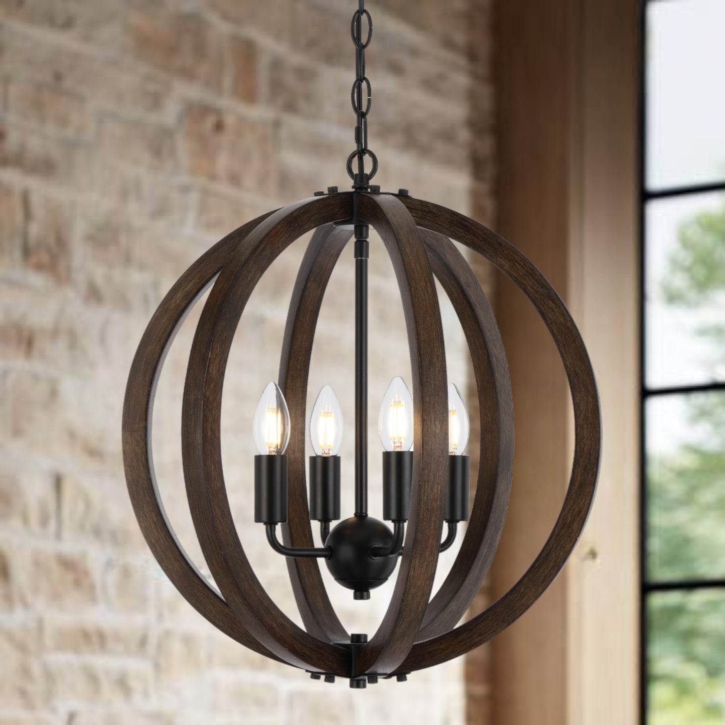 Malaga TFS 4 LT PENDANT 4x25wE14 D450 H510 CHAIN 2M BLACK MATT / TIMBER