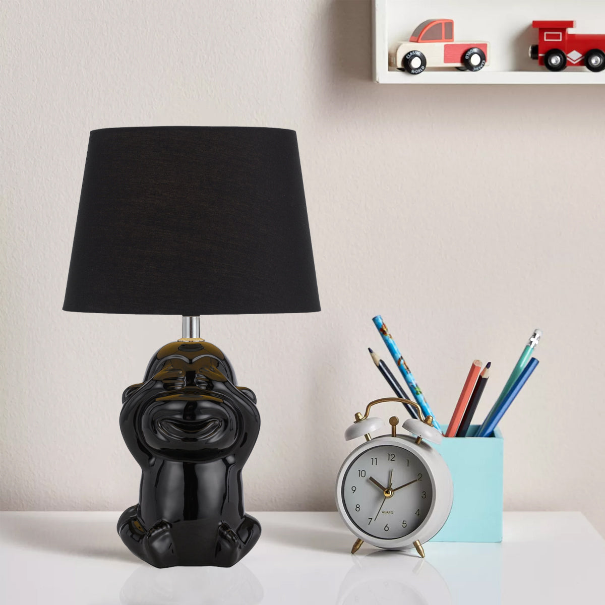 TFS CERAMIC TABLE LAMP 25wE27max H:380 D:215 BLACK/BLACK