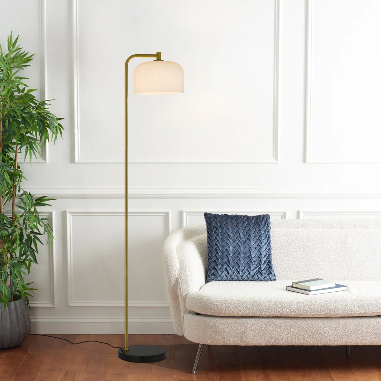 Vitaline TFS FLOOR LAMP 25wE27max L:250 W:320 H:1500 foot switch BLK MARBLE/ANT GOLD/OPAL MATT