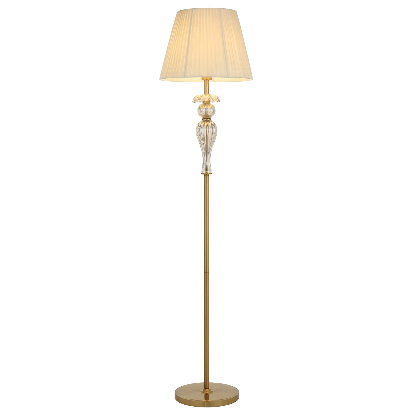 TFS FLOOR LAMP 25wE27max D400 H1650 foot swt ANT GOLD/ CHAMPAGNE/ CREAM