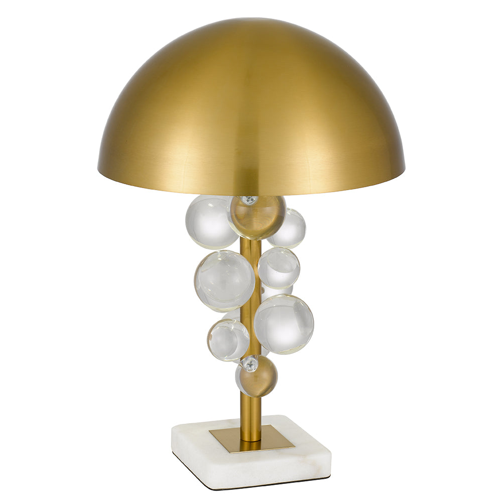 TFS TABLE LAMP 2x25wE27max D:350 H:530 Inline Switch ANTIQUE GOLD / CLEAR