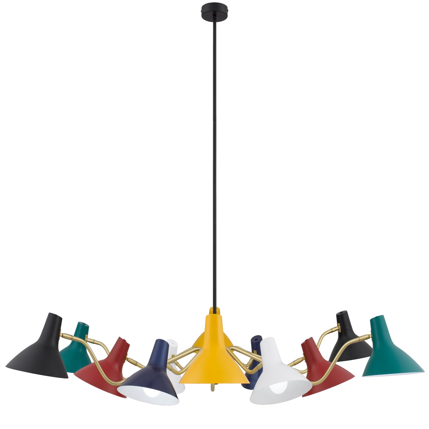 TFS 12 LIGHTS PENDANT 12x25wE27max D:1500 H:285 MULT COLOUR/BRASS MATT ROD:1.5m