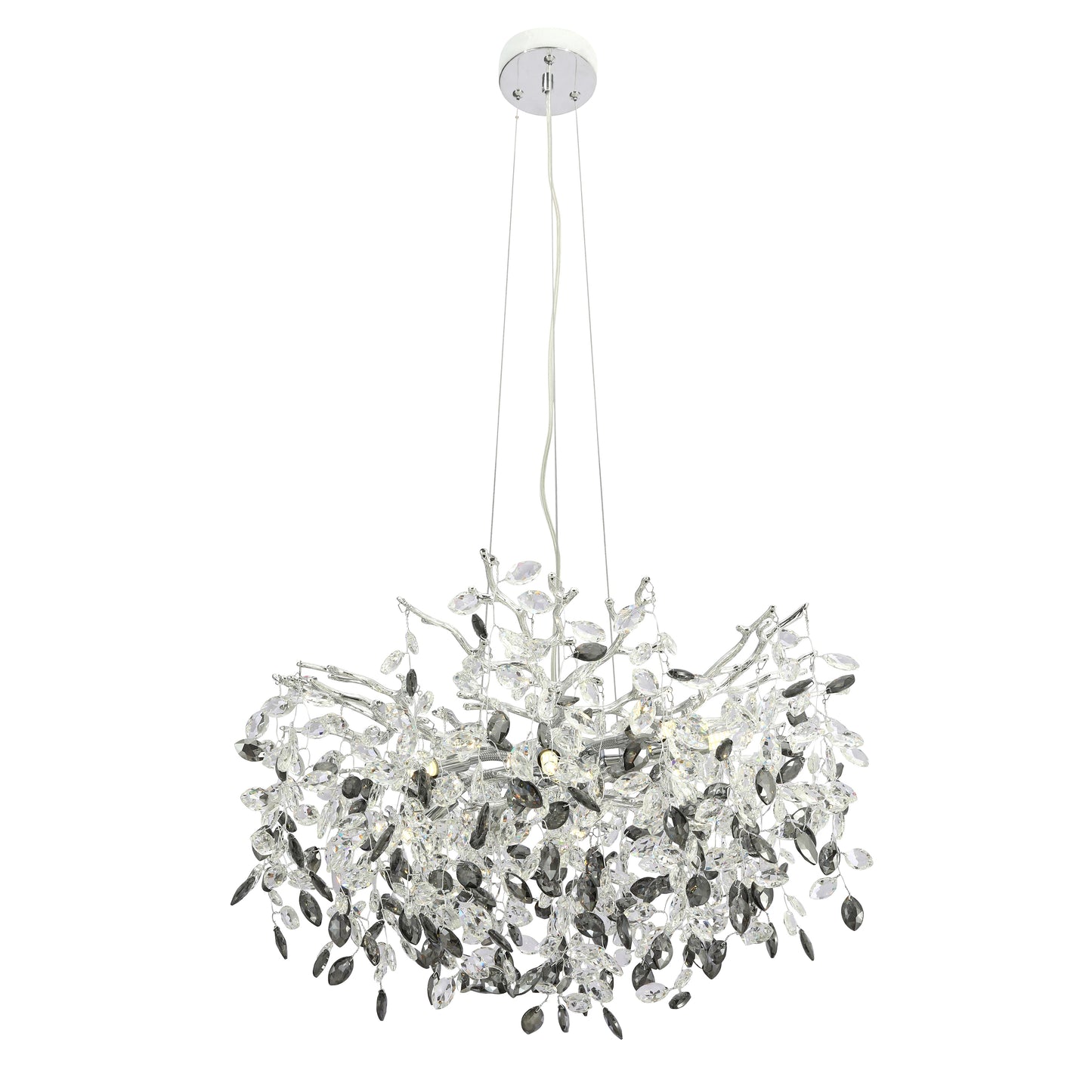 TFS 8 LT PENDANT 8x3wG9max D600 H400 cab 2M CHROME / CLEAR + SMOKE CRYSTAL