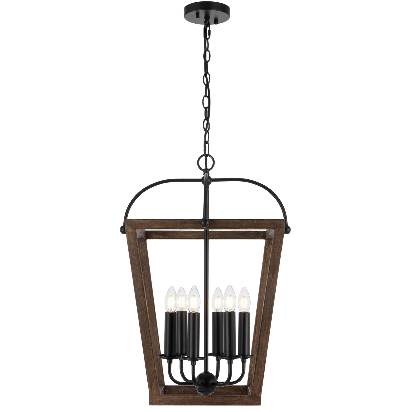 TFS 6 PENDANT 6x25wE14 W560 H730 CHAIN 2M BLACK MATT / TIMBER