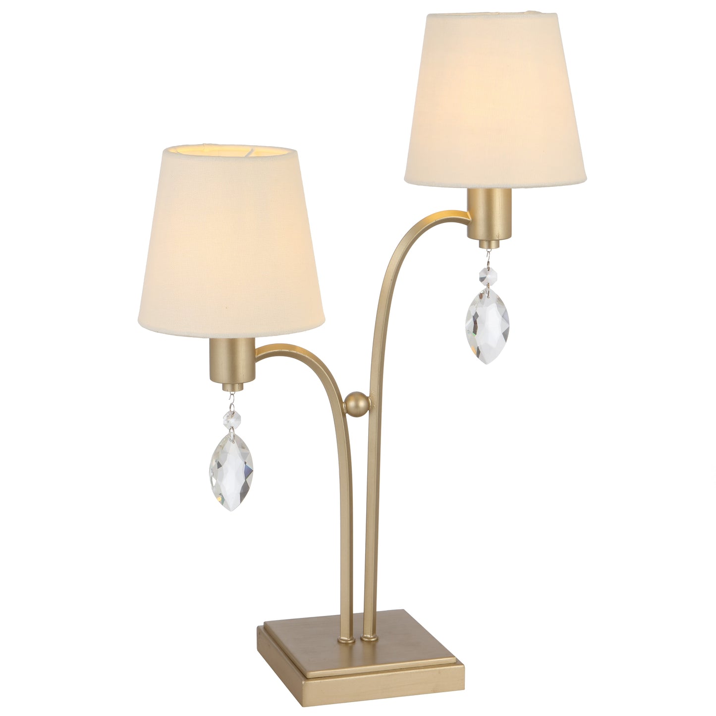 TFS 2 LT TABLE LAMP 2x25wE14max L340 W140 H510 ANT SILVER/CREAM/CRYSTAL