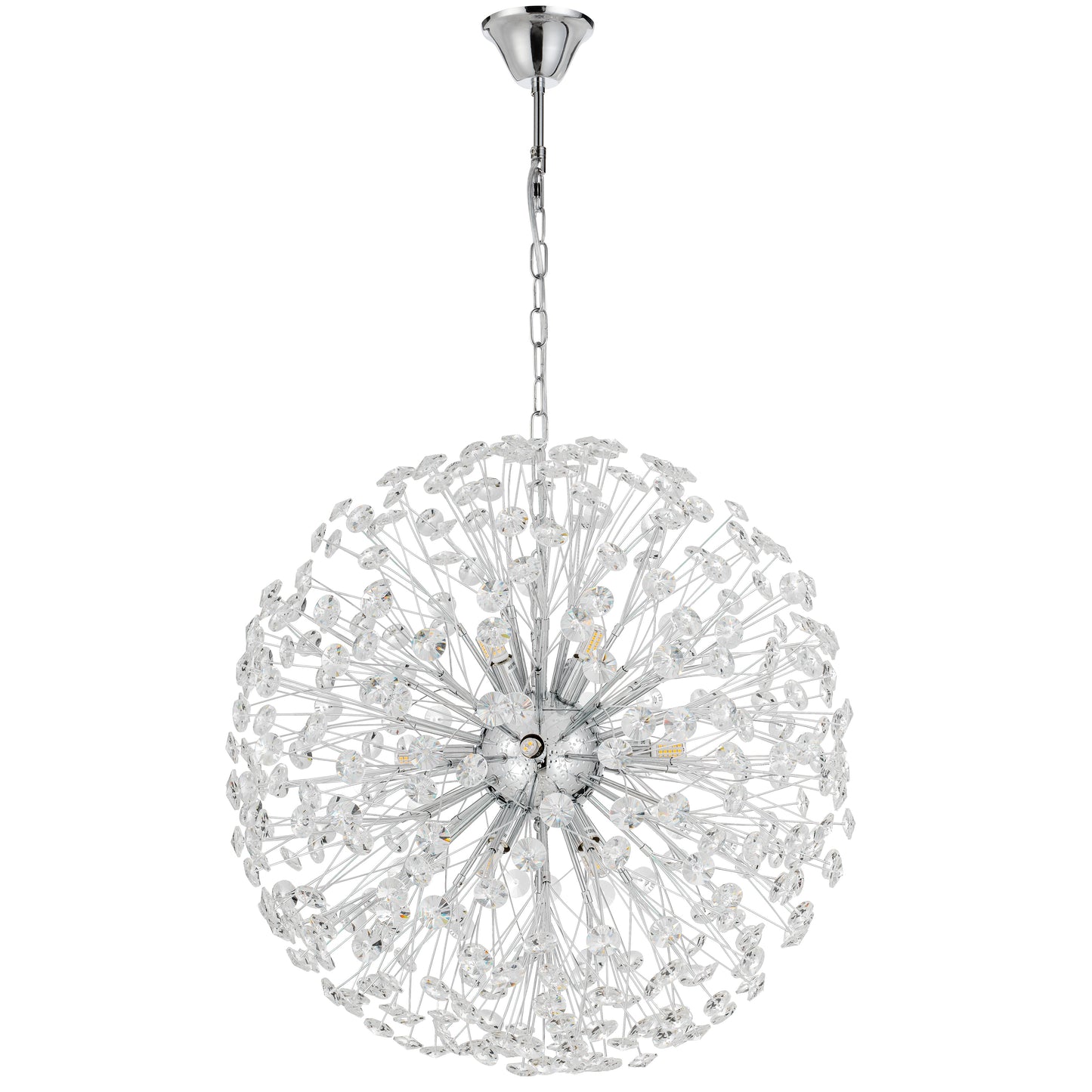 TFS 12LT PENDANT 12x6wG9max D:600 CHAIN 2M CRYSTAL H: 240 CHROME / CLEAR