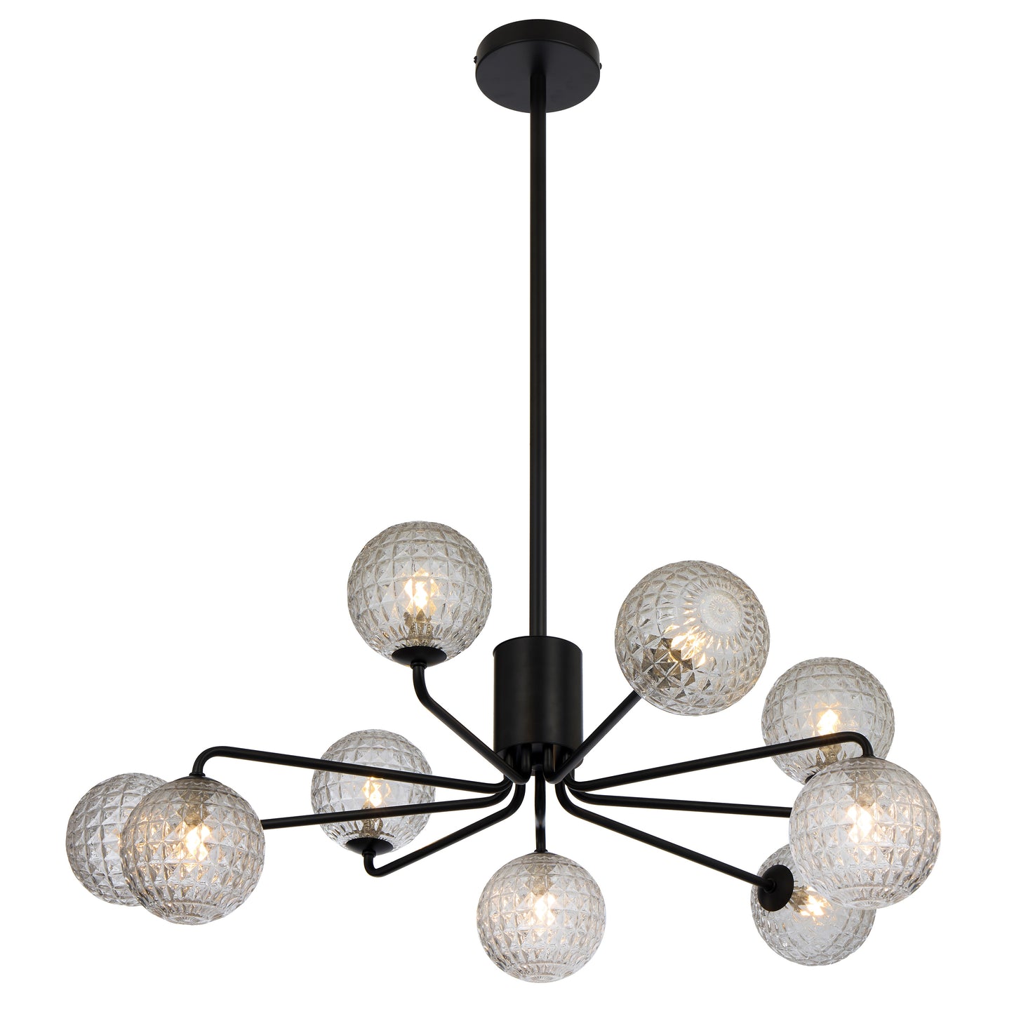 TFS 9LT PENDANT 9x6wG9max KIT D880 H295 ROD:2*600+1*300 BLACK/ CLEAR PRISM PATTERN